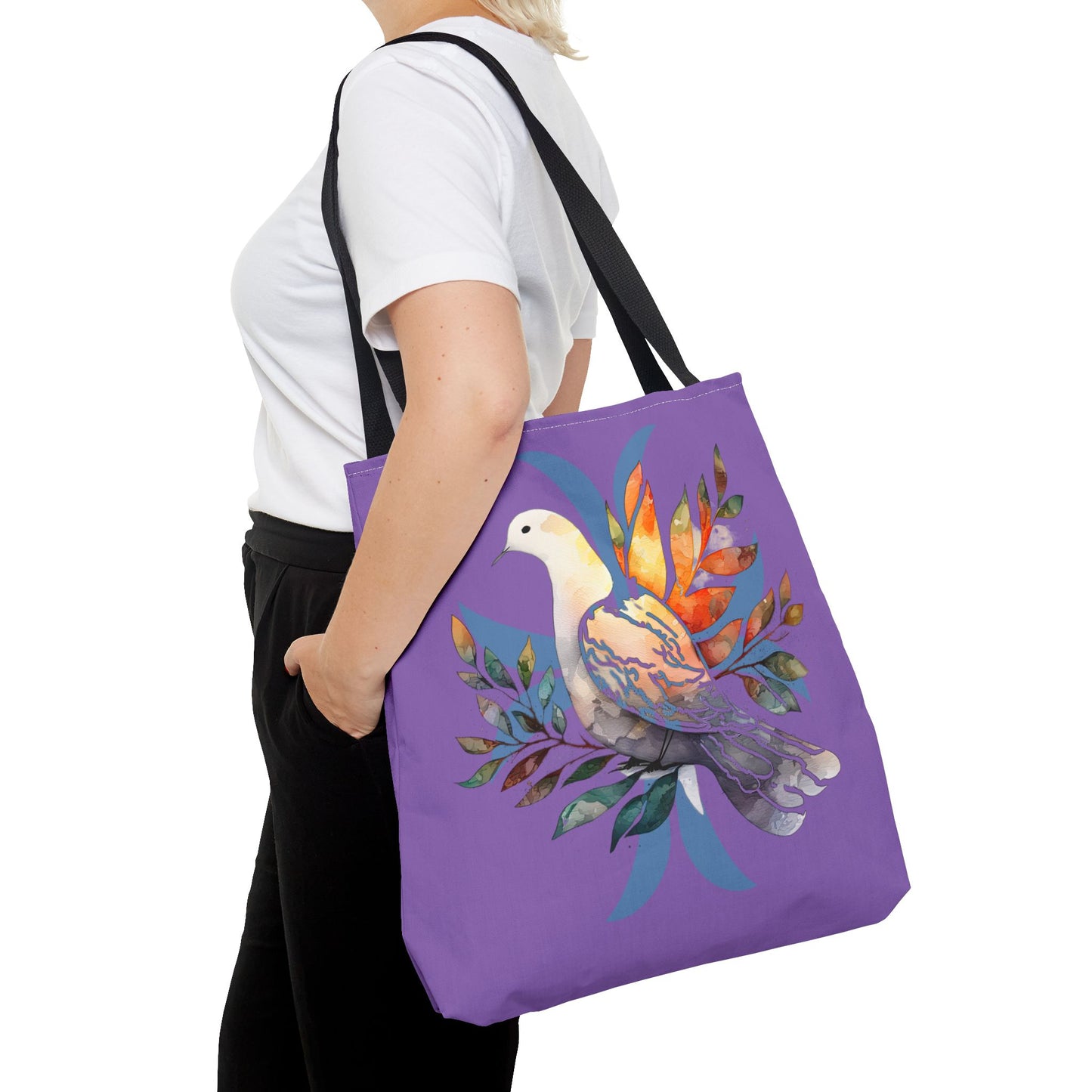 Peaceful Dove Tote Bag in Purple