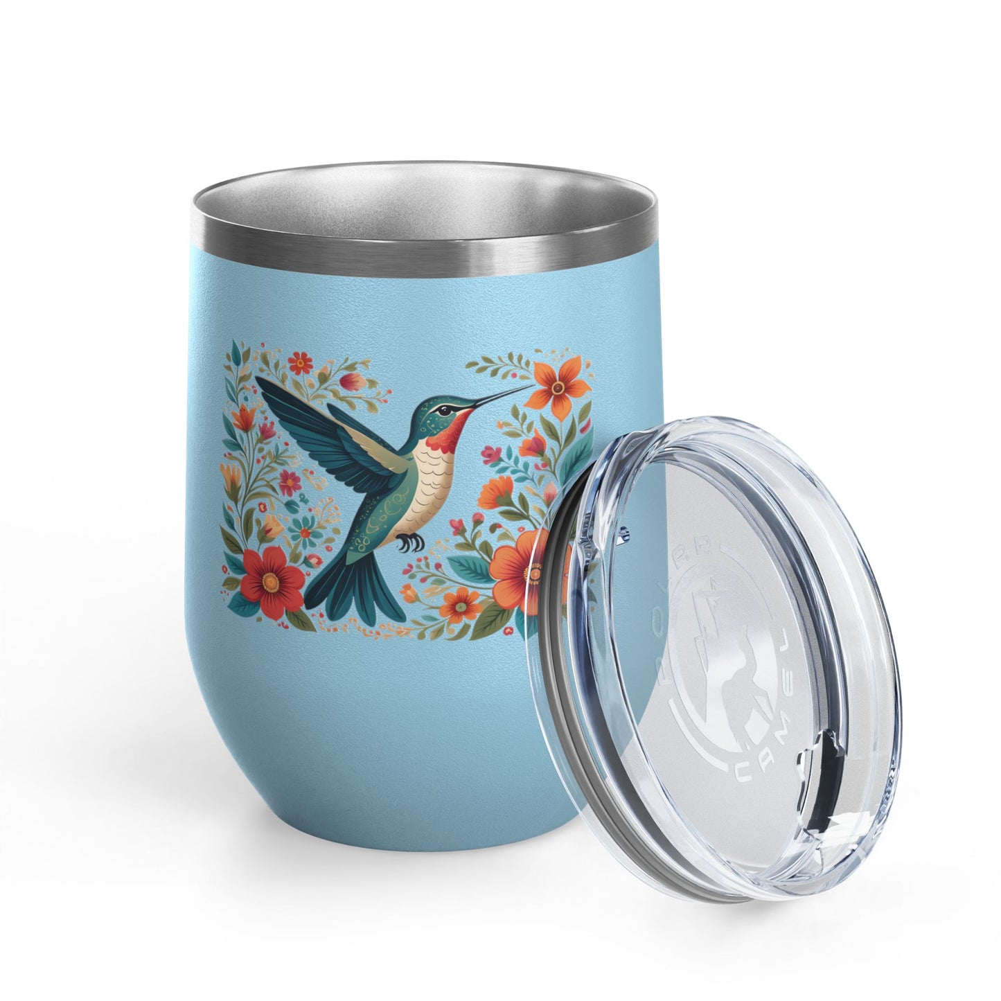 Hummingbird In Bloom Wine Tumbler- 12oz Insulated Cup