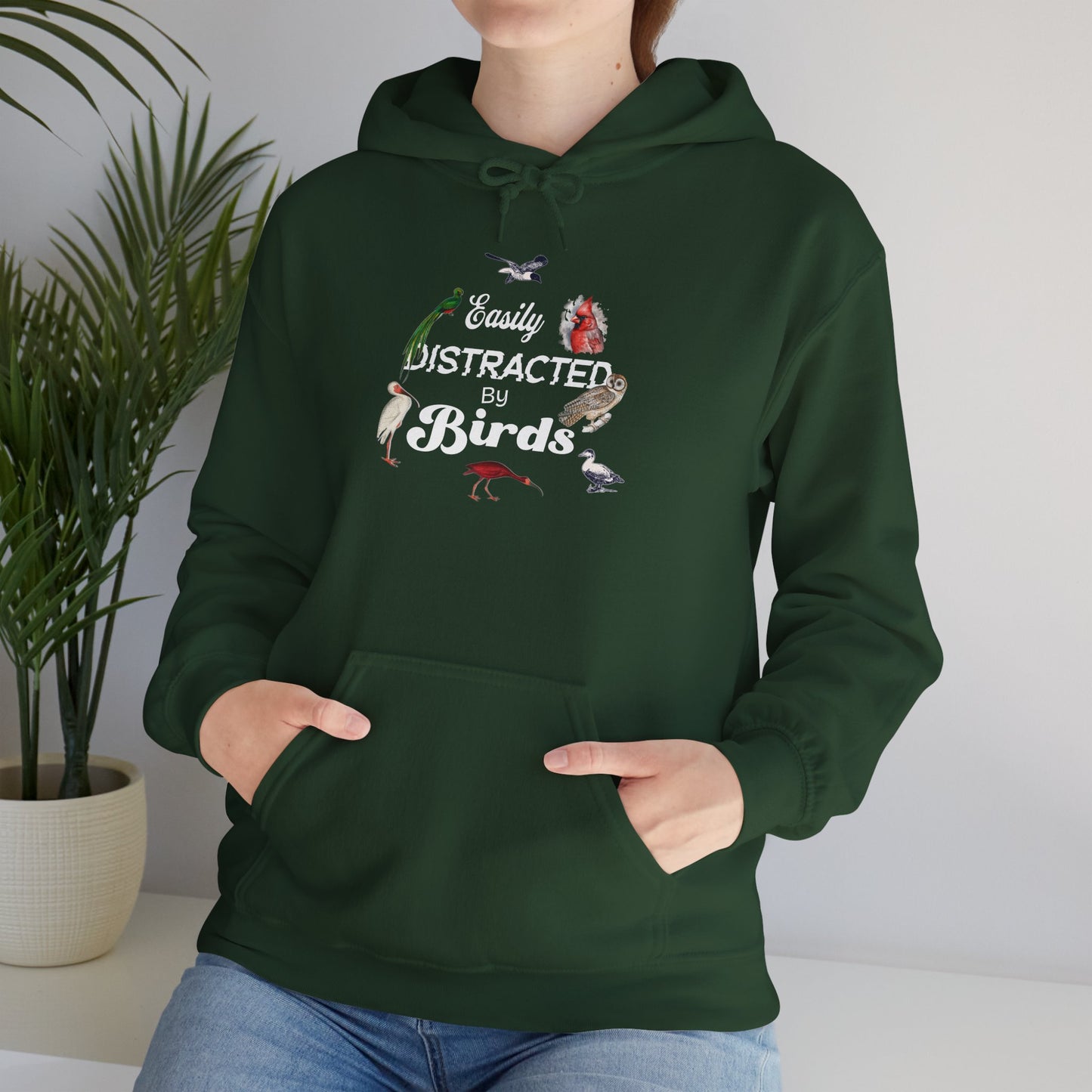 The Nerdy Birder - Easily Distracted by Birds Unisex Hoodie - Cozy Sweatshirt for Nature Lovers