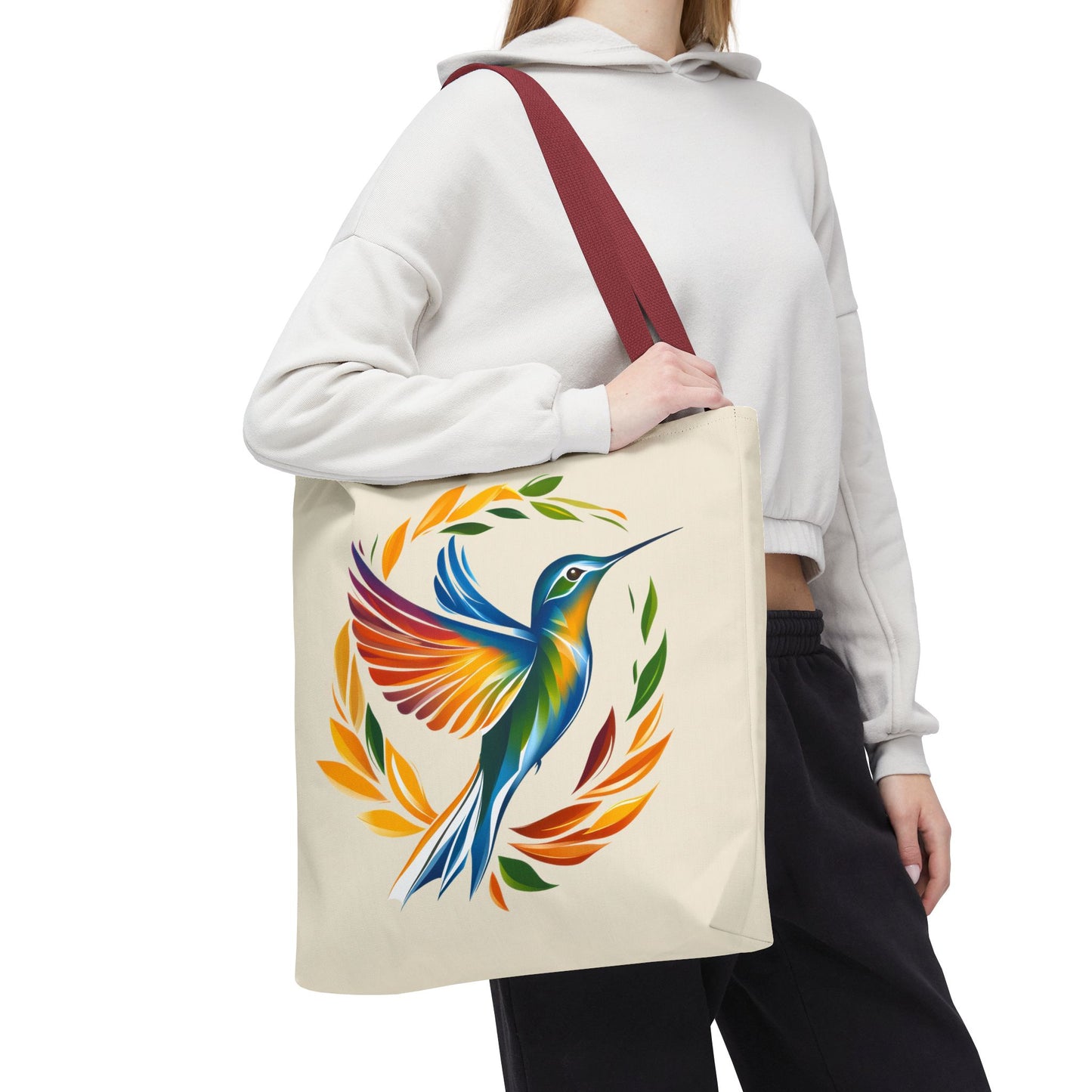Hummingbird Rainbow Tote Bag - Natural color