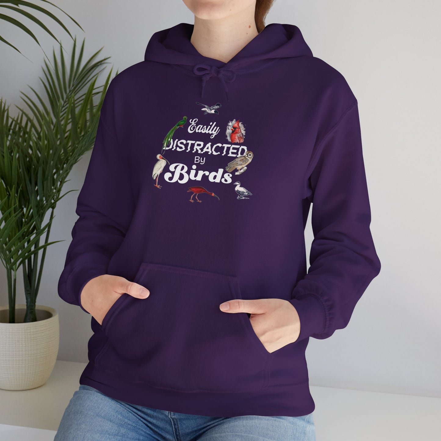 The Nerdy Birder - Easily Distracted by Birds Unisex Hoodie - Cozy Sweatshirt for Nature Lovers