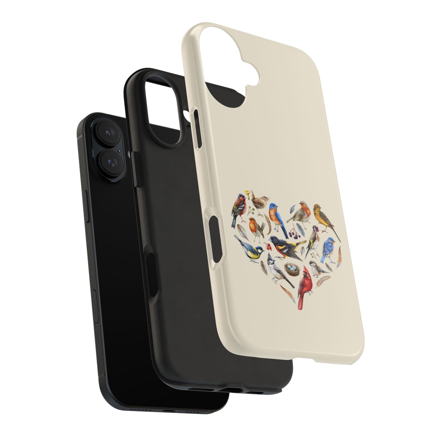 Bird Heart Tough Phone Cases - Cute Wildlife Design, Gift for Nature Enthusiasts, Durable Cases for Birdwatching