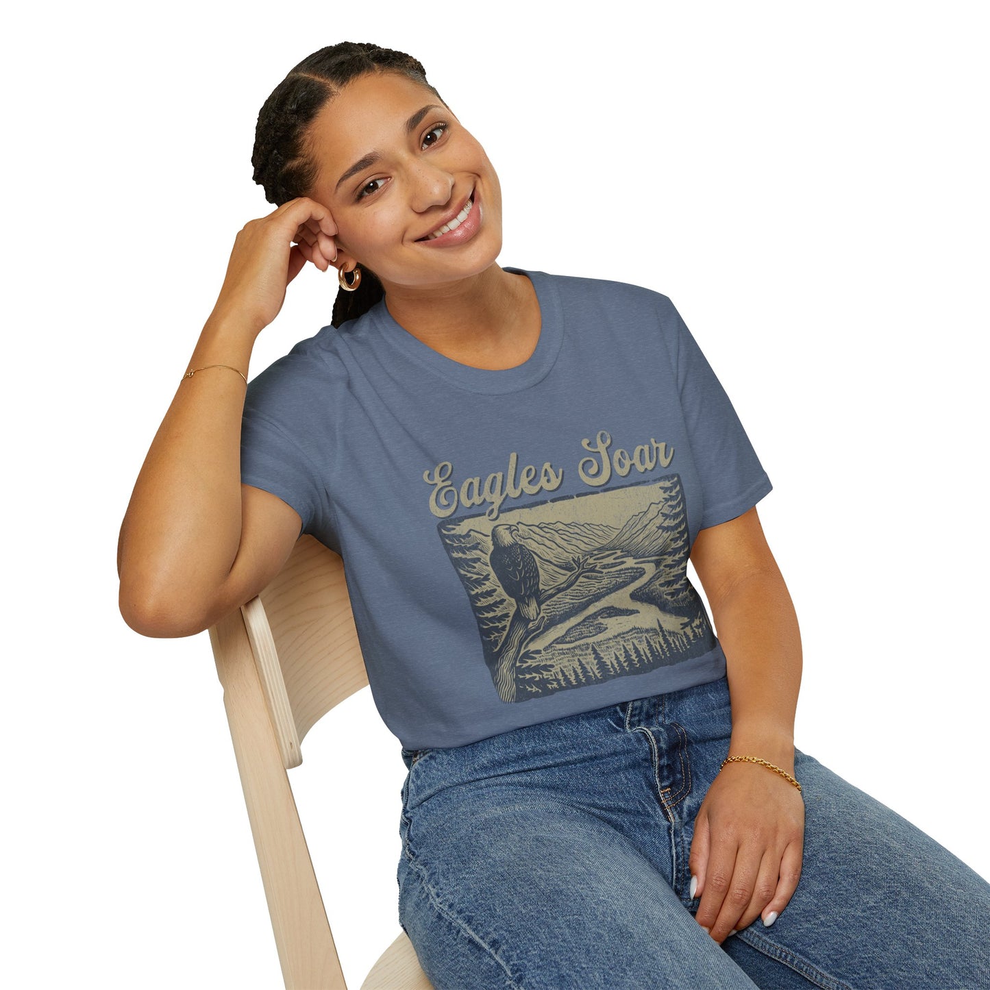 Eagles Soar Unisex Softstyle T-Shirt - Nature Inspired Graphic Tee