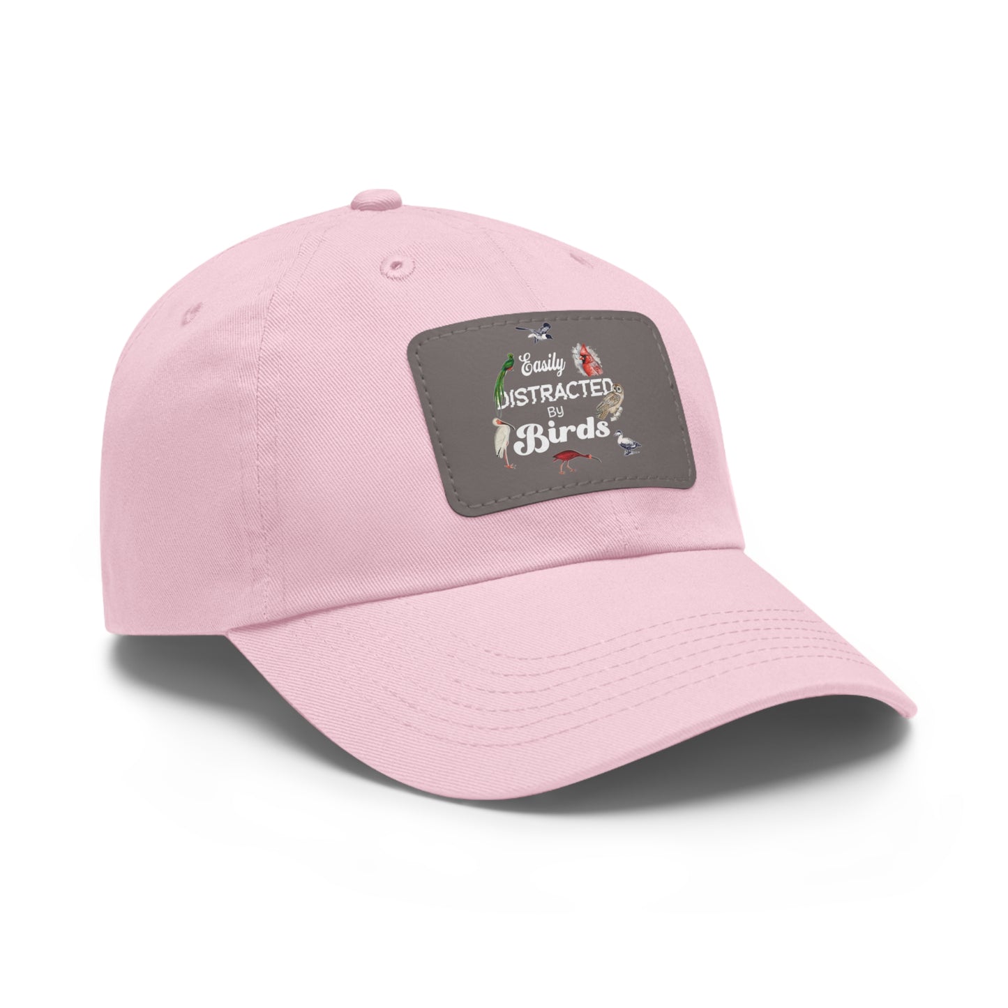 The Nerdy Birder Easily Distracted By Birds Dad Hat with Leather Patch, Casual Cap for Bird Lovers, Unisex