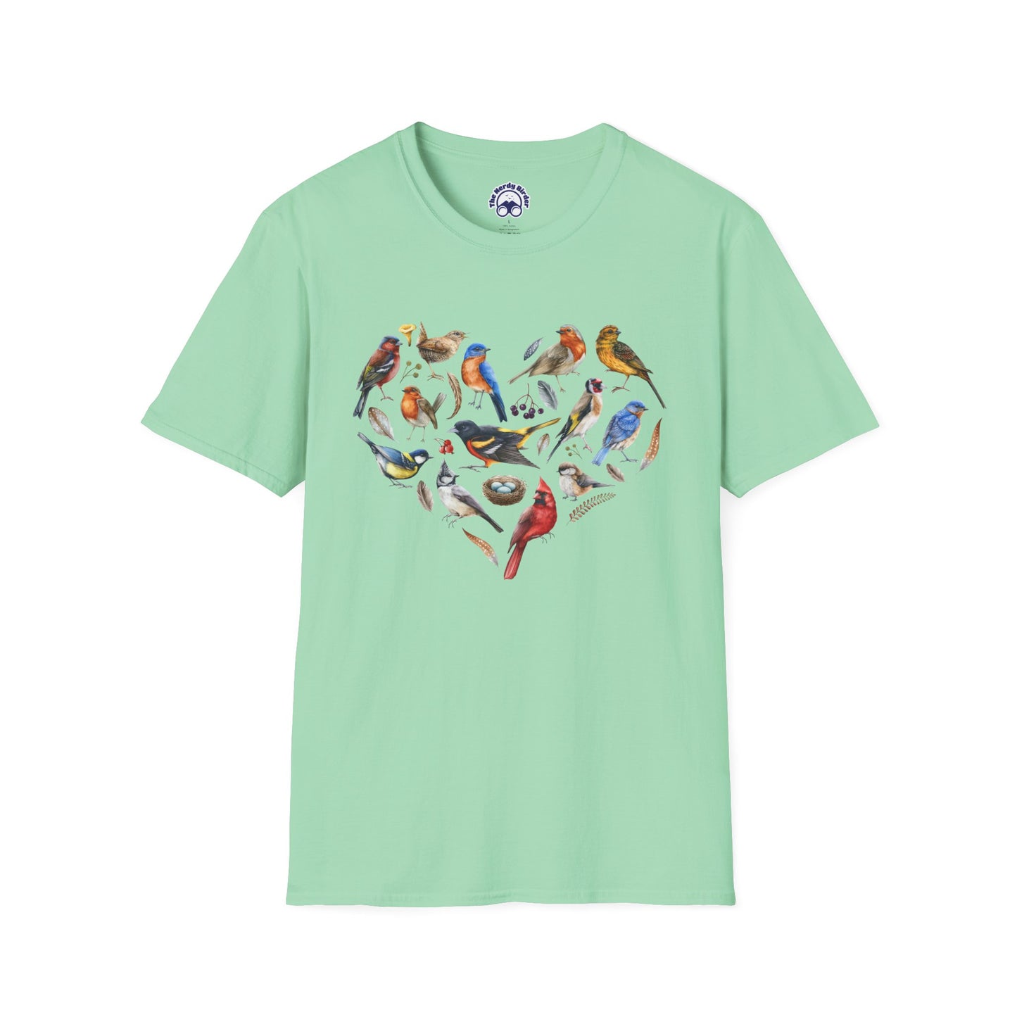 Bird Heart Unisex Softstyle T-Shirt - Heart Design