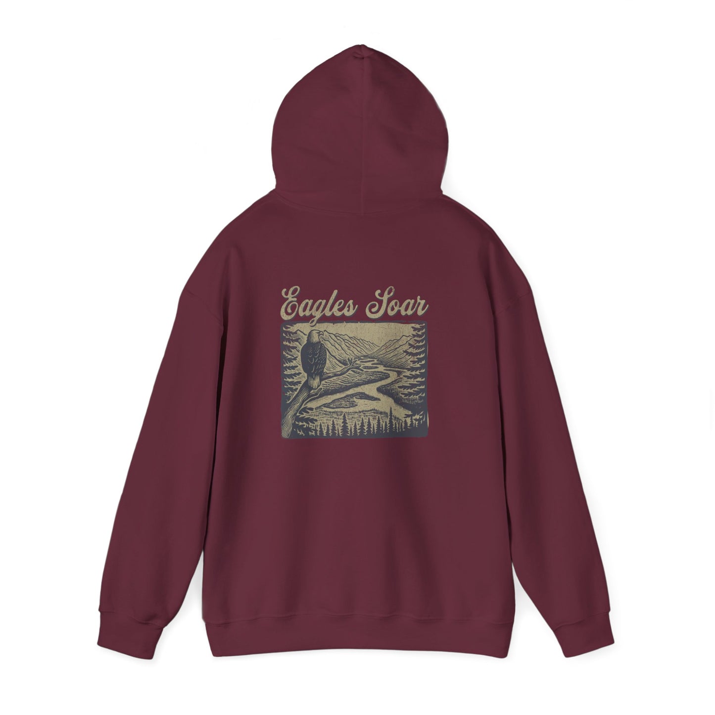 The Nerdy Birder - Eagle Soars Back Design Unisex Hoodie - Cozy Sweatshirt for Nature Lovers