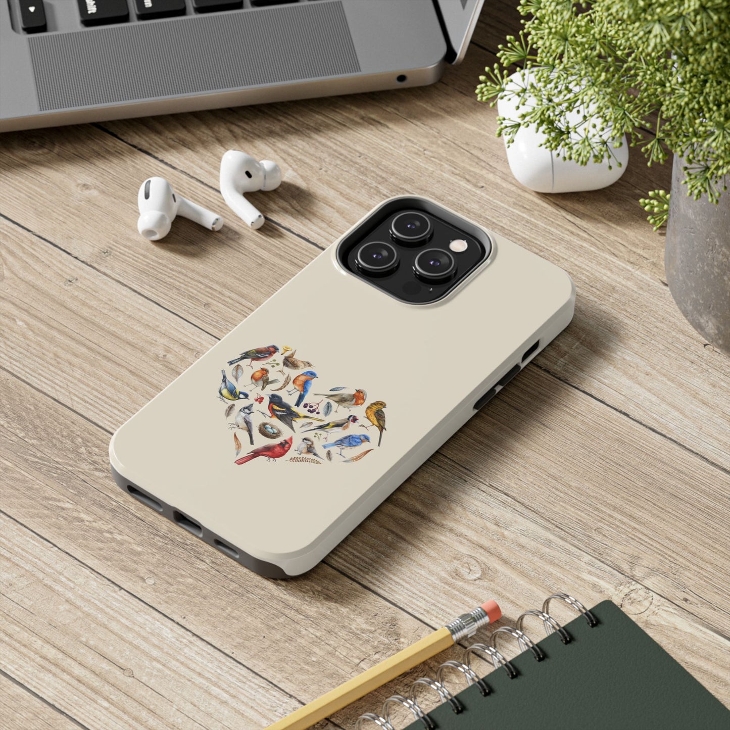 Bird Heart Tough Phone Cases - Cute Wildlife Design, Gift for Nature Enthusiasts, Durable Cases for Birdwatching