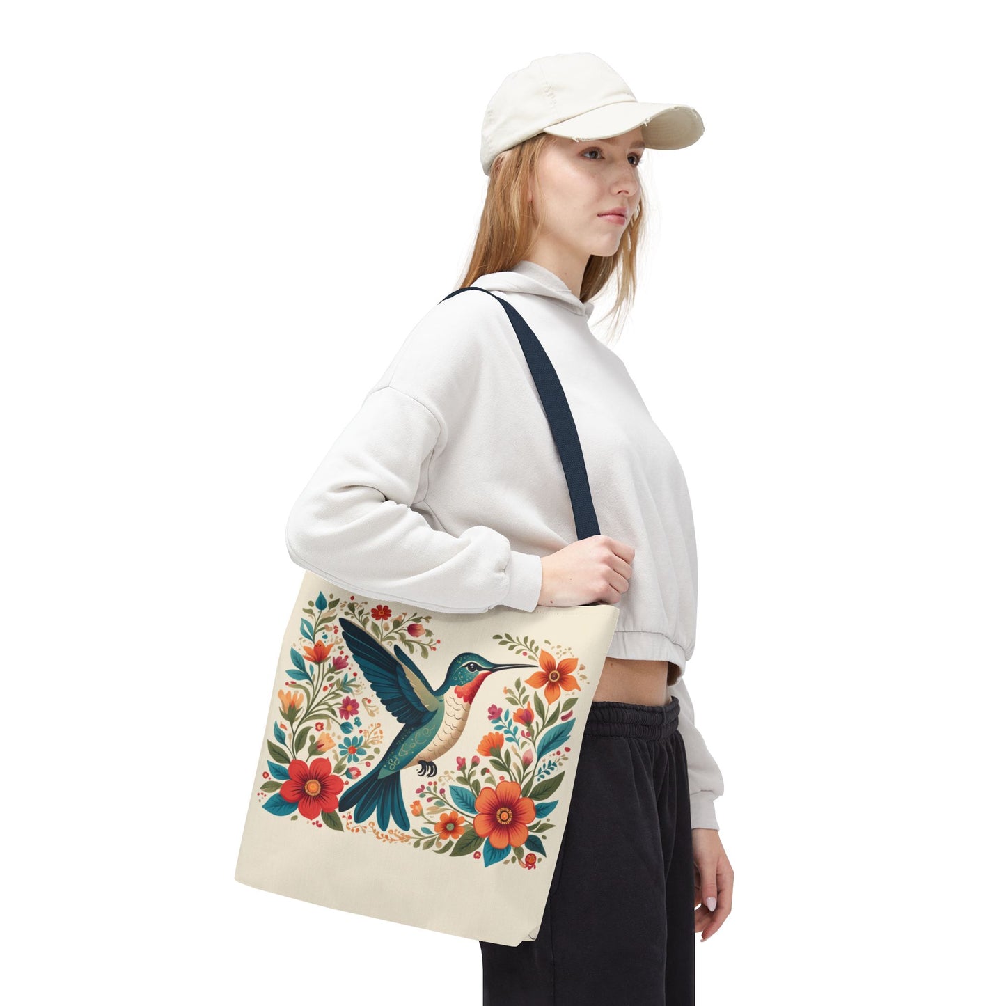 Hummingbird In Bloom Tote Bag - Natural color