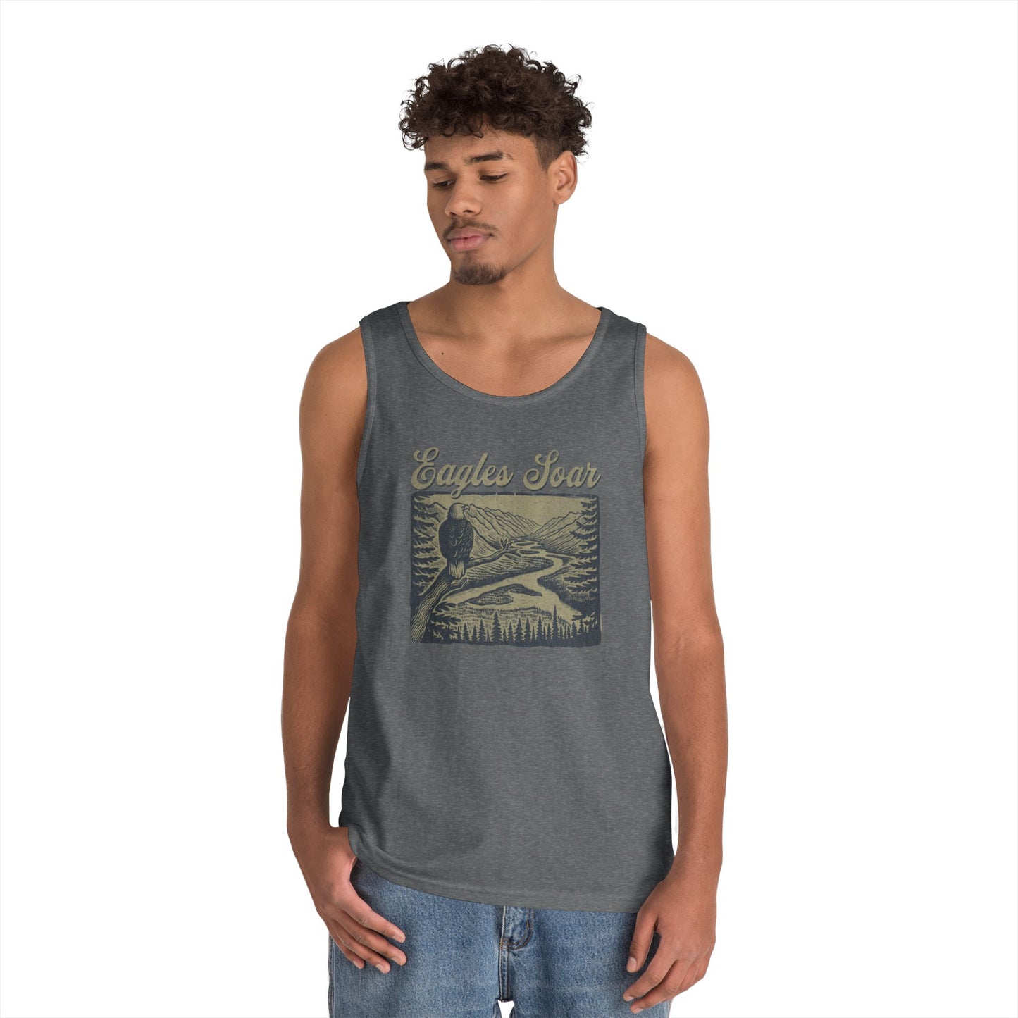 Eagles Soar Unisex Heavy Cotton Tank Top – Outdoor Adventure Wear