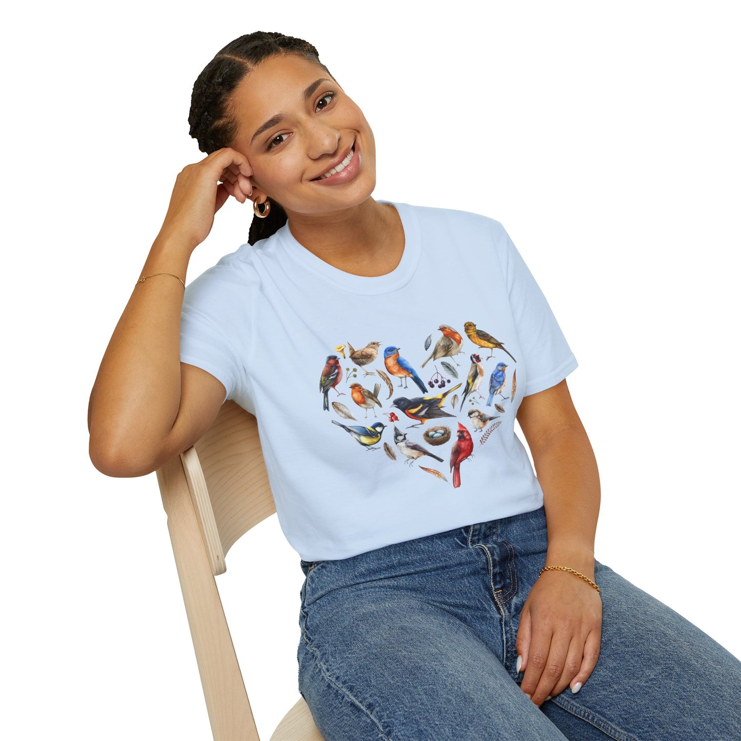 Bird Heart Unisex Softstyle T-Shirt - Heart Design