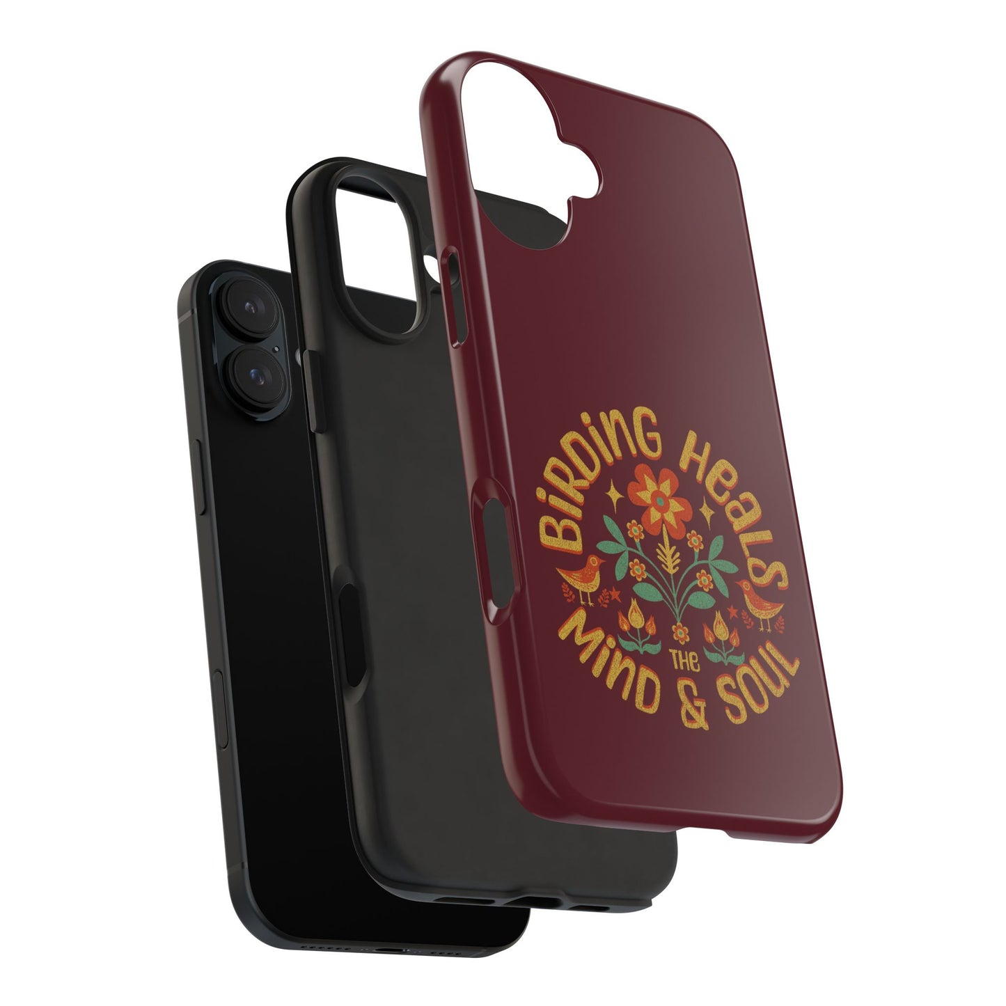 The Nerdy Birder - Birding Heals the Mind & Soul Design, Tough Secure Phone Covers for Bird Lovers, Artistic Gifts for Nature Enthusiasts