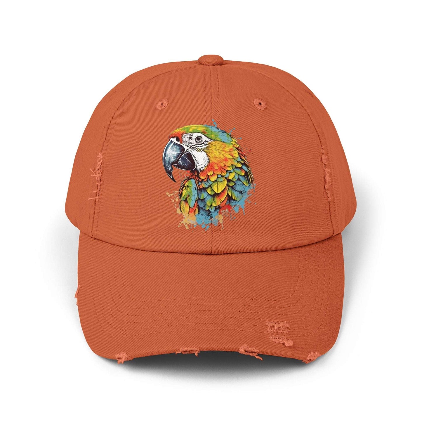 The Nerdy Birder Colorful Parrot Vintage Style Hat - Unisex Distressed Cap