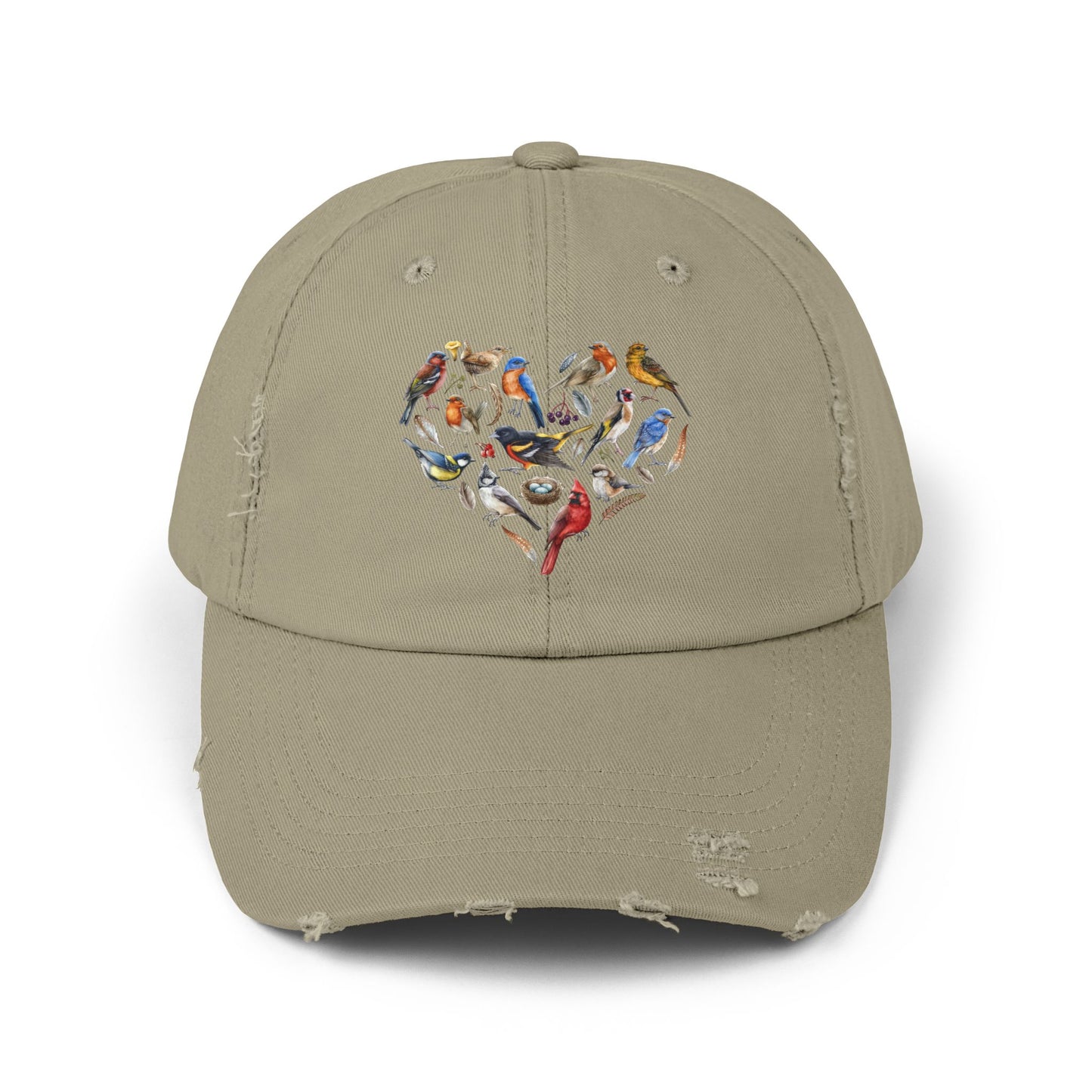 The Nerdy Birder Bird Heart Vintage Style Hat - Unisex Distressed Cap