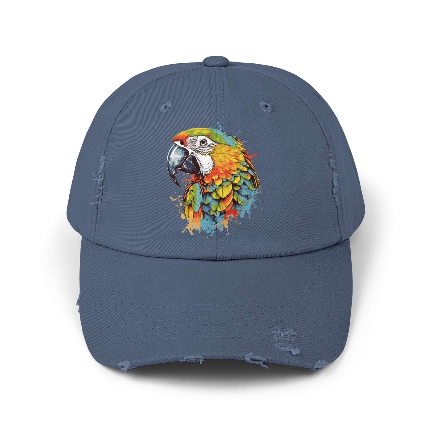The Nerdy Birder Colorful Parrot Vintage Style Hat - Unisex Distressed Cap