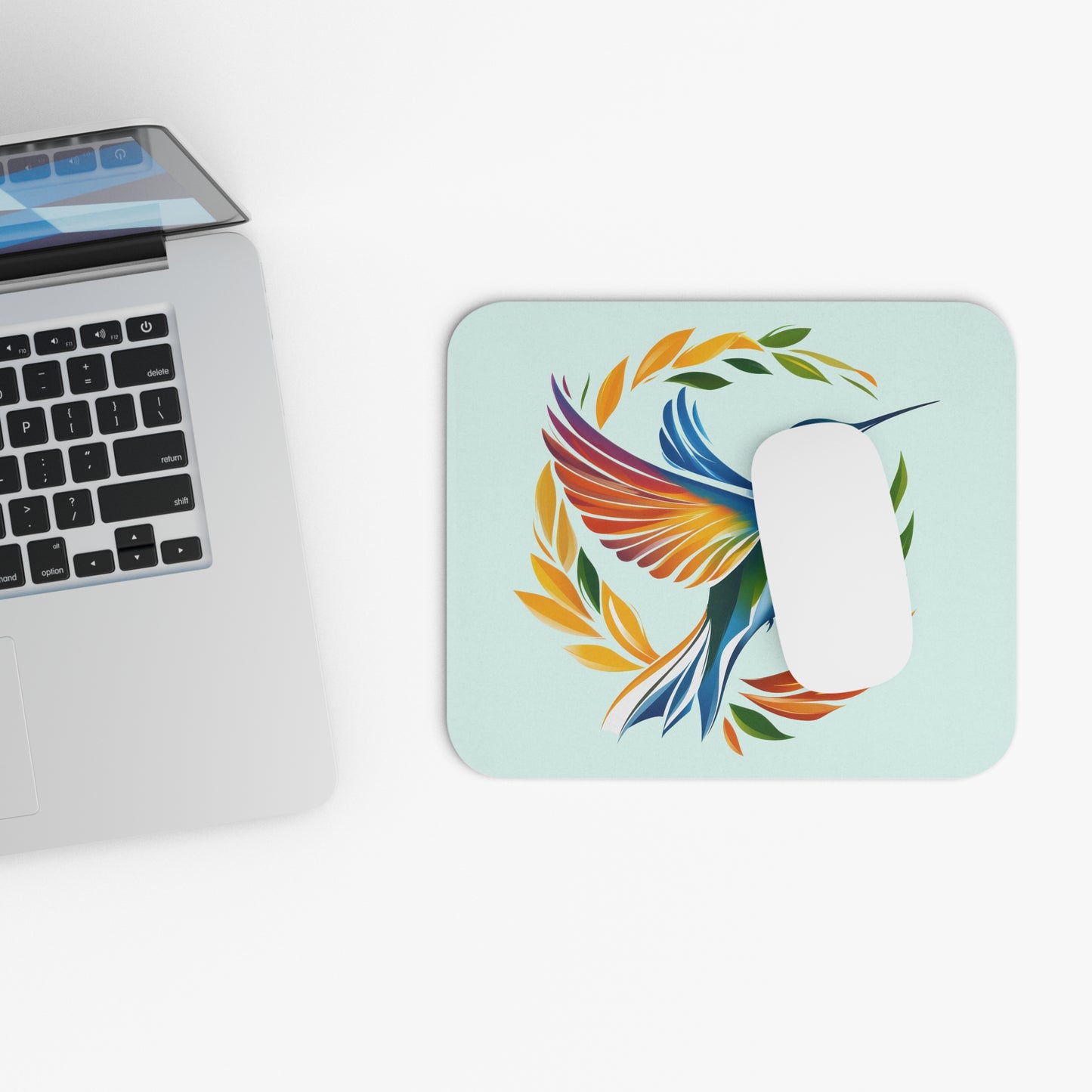 Hummingbird Rainbow Mint Mouse Pad - Fun & Colorful Desk Accessory for Bird Lovers