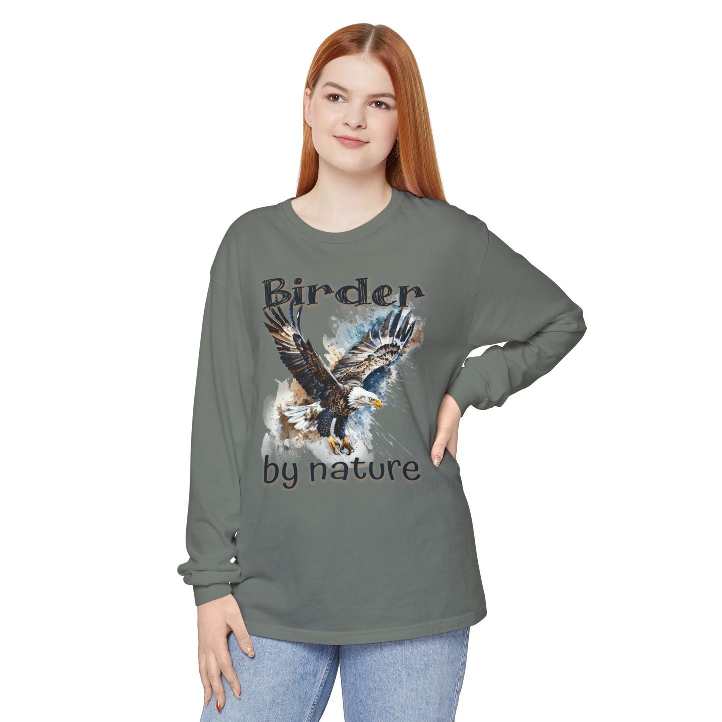 Eagle Birder By Nature Unisex Birding Long Sleeve T-Shirt