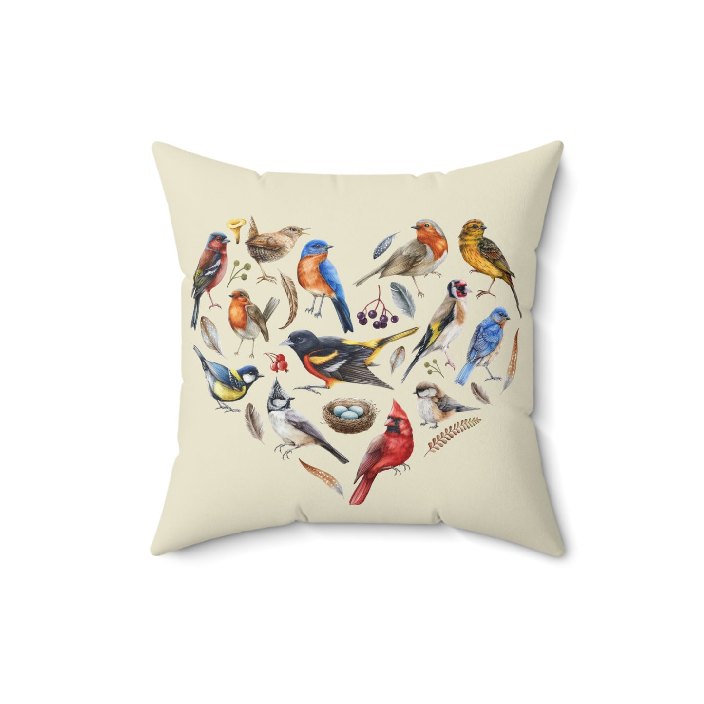 Bird Heart Square Pillow Decorative Home Accents