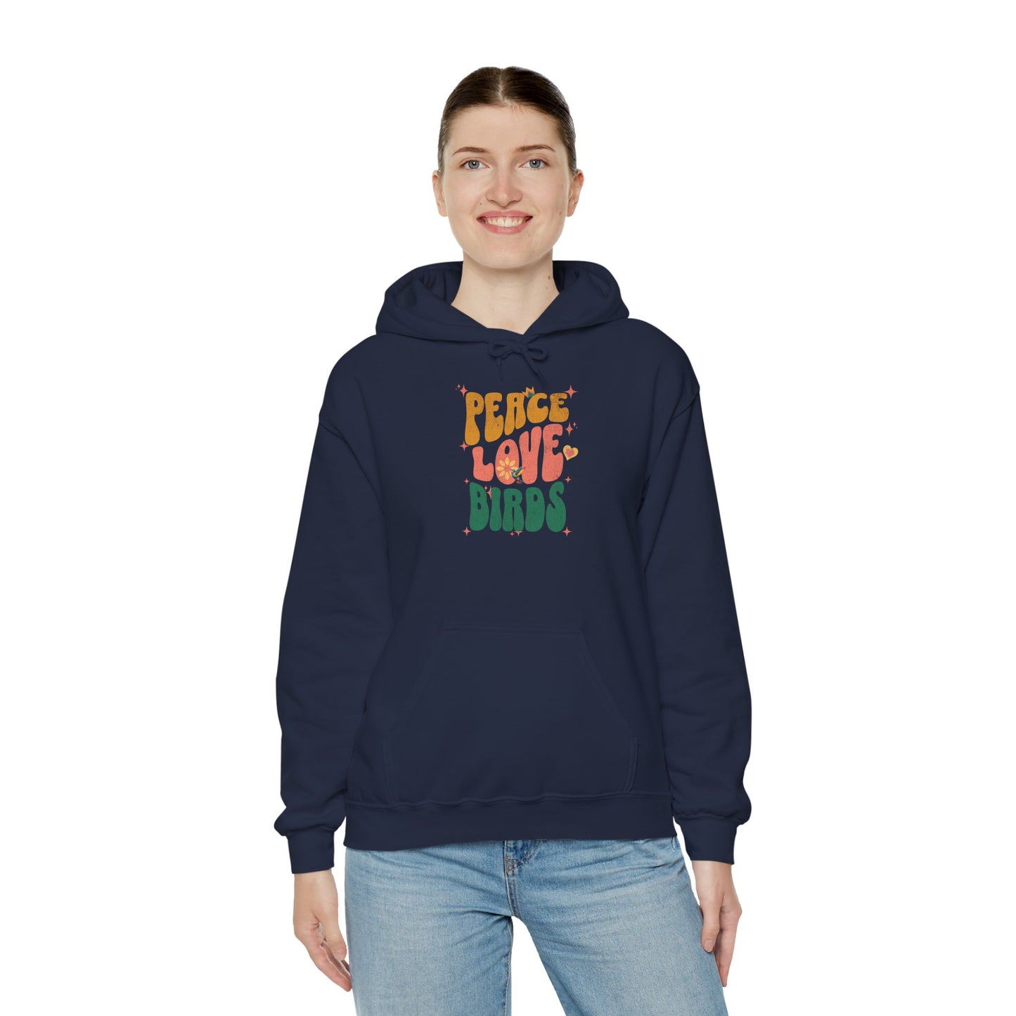 Peace Love Birds Hoodie - Cozy Unisex Sweatshirt for Nature Lover