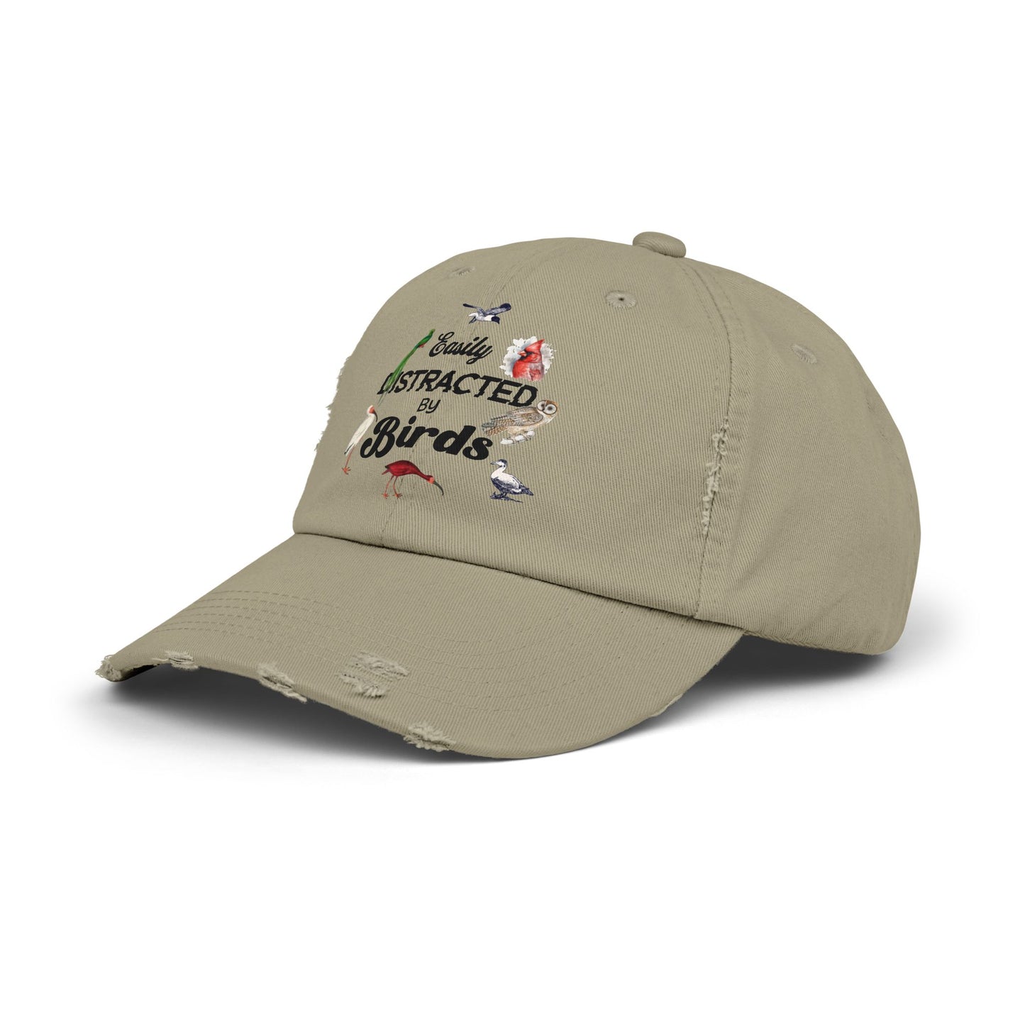 Easily Distracted By Birds Vintage Style Hat - Unisex Distressed Cap