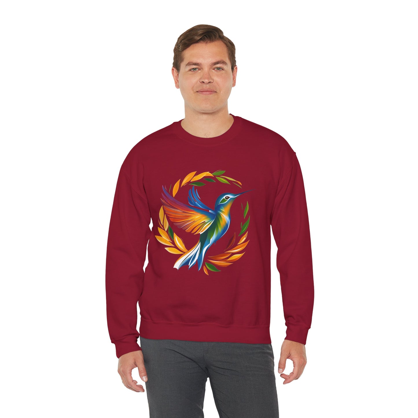 Hummingbird Rainbow Graphic Unisex Crewneck Sweatshirt