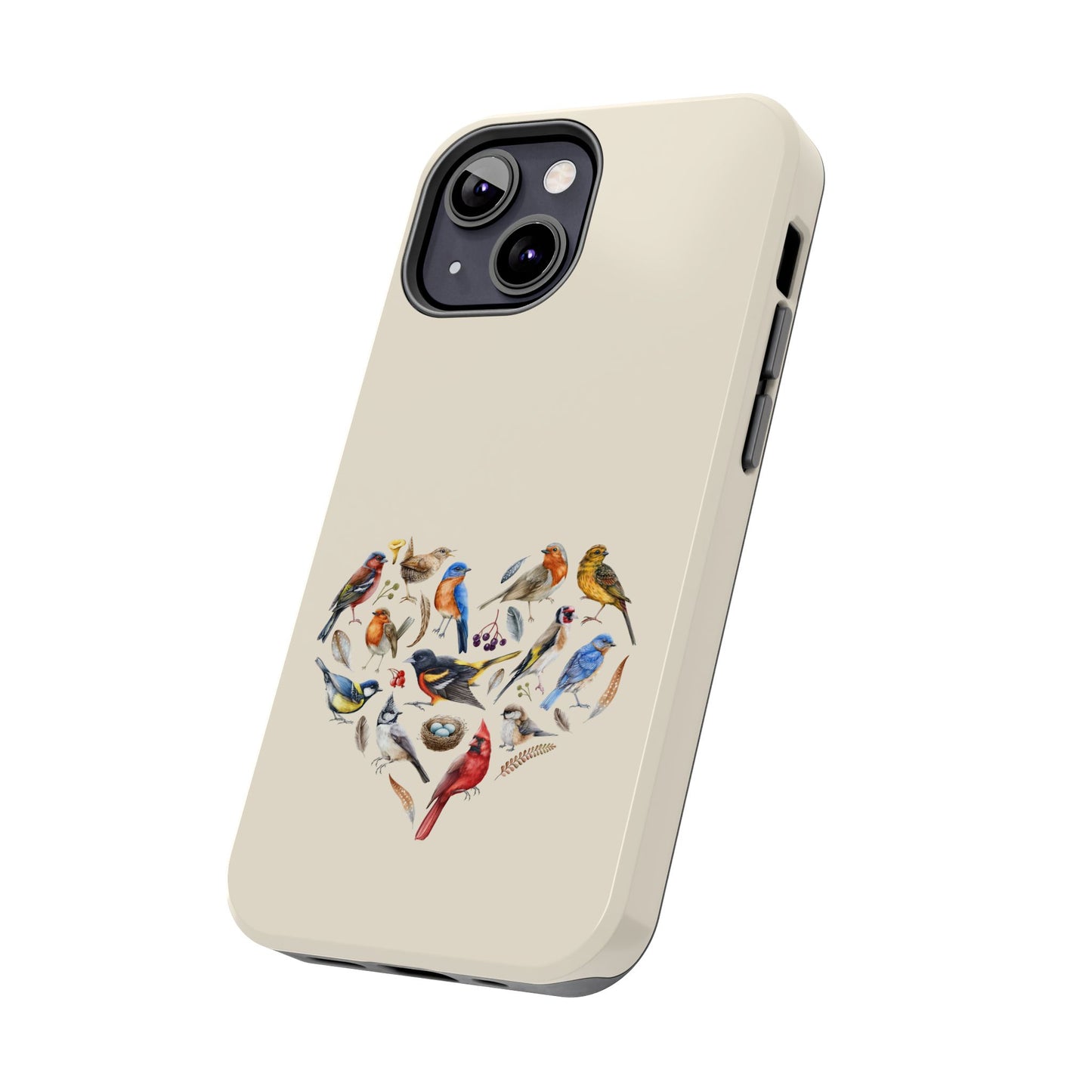 Bird Heart Tough Phone Cases - Cute Wildlife Design, Gift for Nature Enthusiasts, Durable Cases for Birdwatching