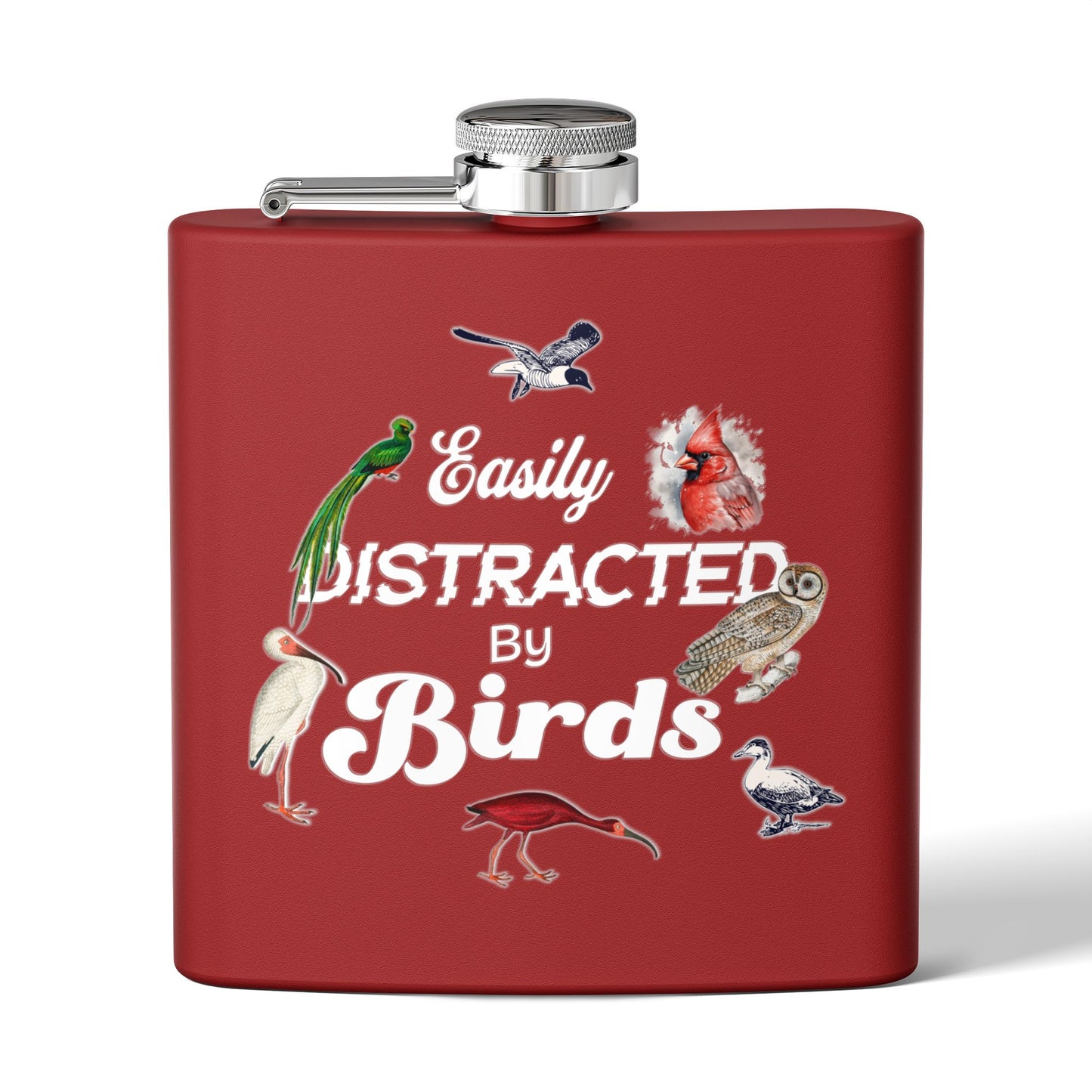 Easily Distracted By Birds Stainless Steel Flask - 6oz