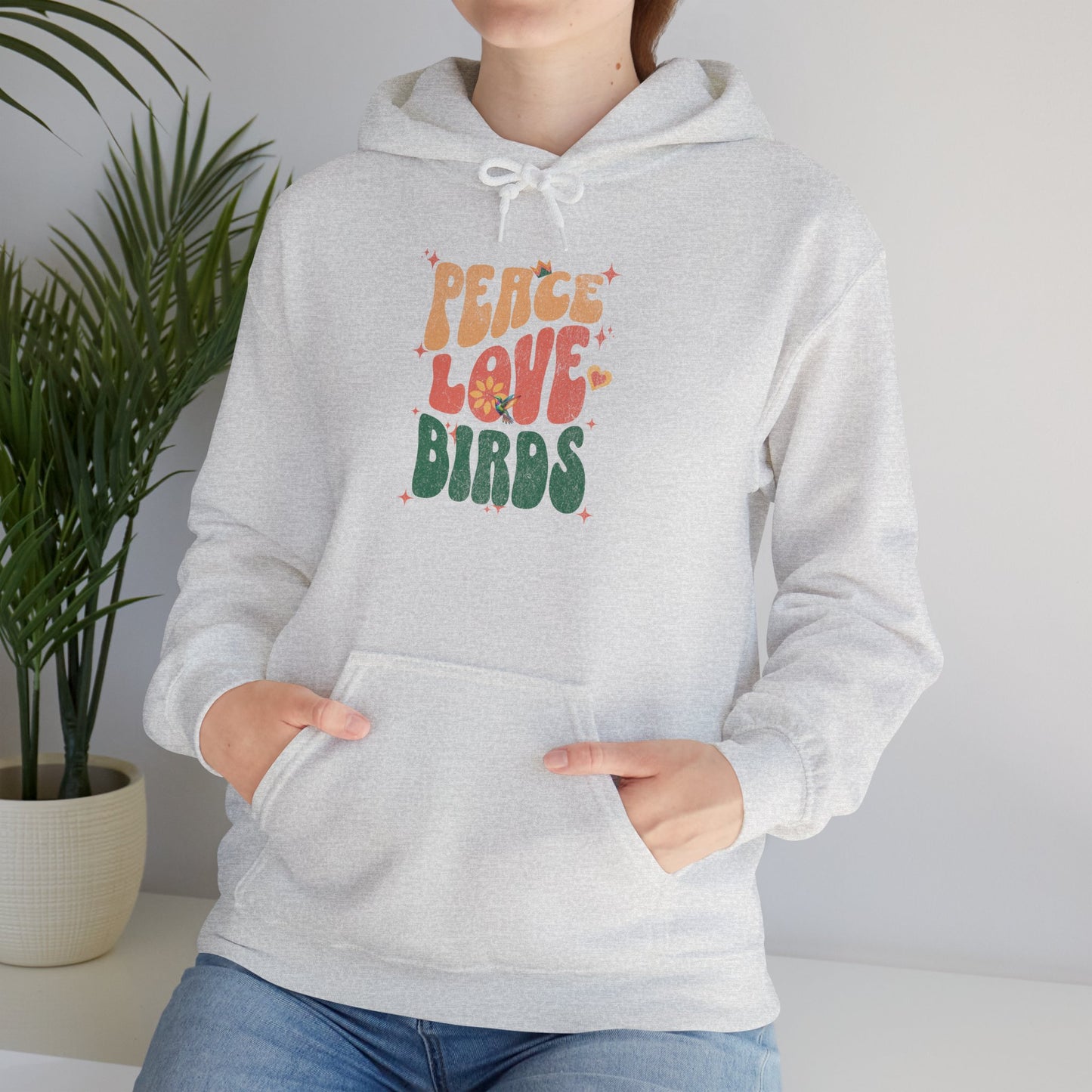 Peace Love Birds Hoodie - Cozy Unisex Sweatshirt for Nature Lover