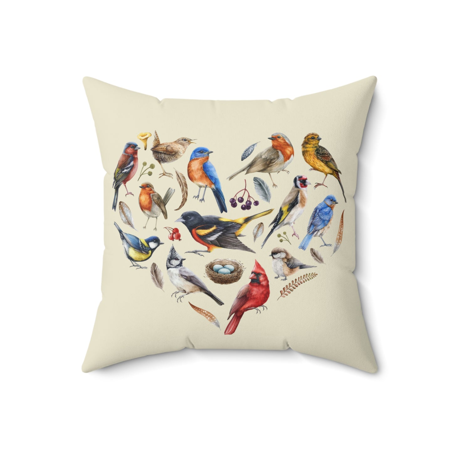 Bird Heart Square Pillow Decorative Home Accents