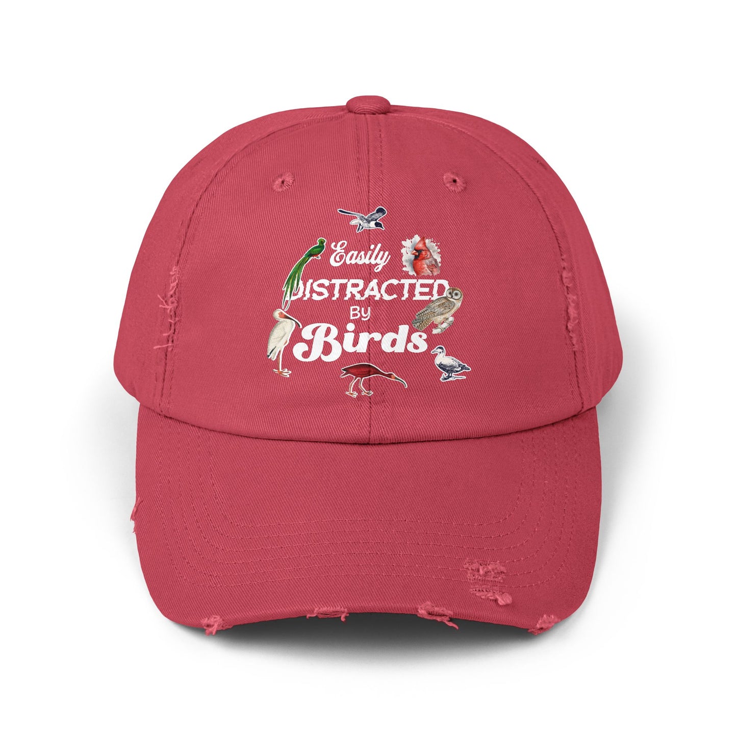 Easily Distracted By Birds Vintage Style Hat - Unisex Distressed Cap