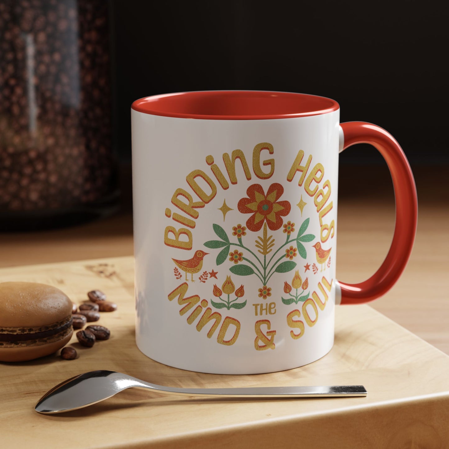 Birding Heals Accent Coffee Mug - Mind & Soul - Nature Lover Gift