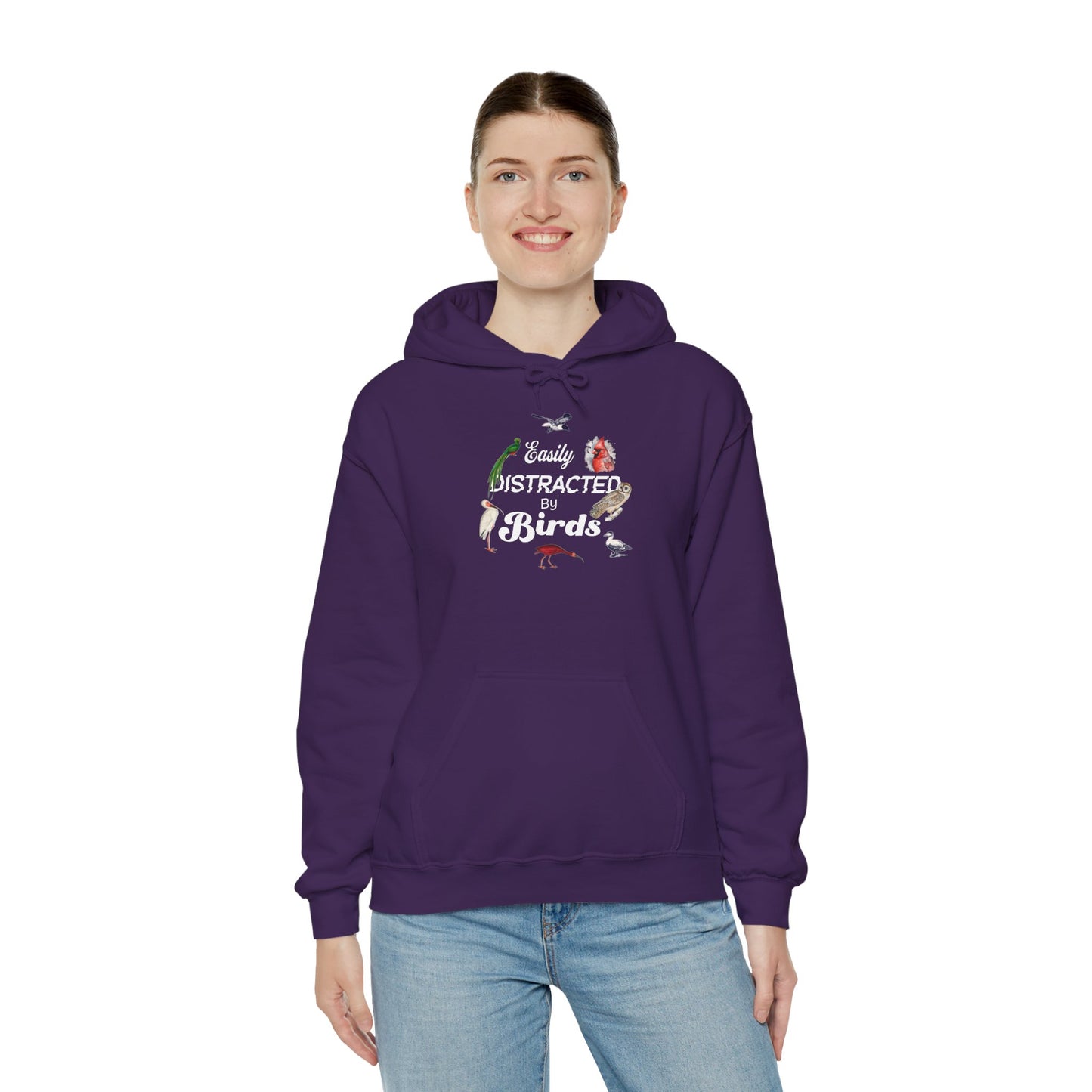 The Nerdy Birder - Easily Distracted by Birds Unisex Hoodie - Cozy Sweatshirt for Nature Lovers
