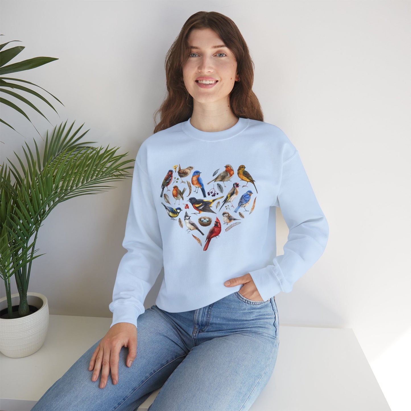 Bird Heart Graphic Unisex Crewneck Sweatshirt