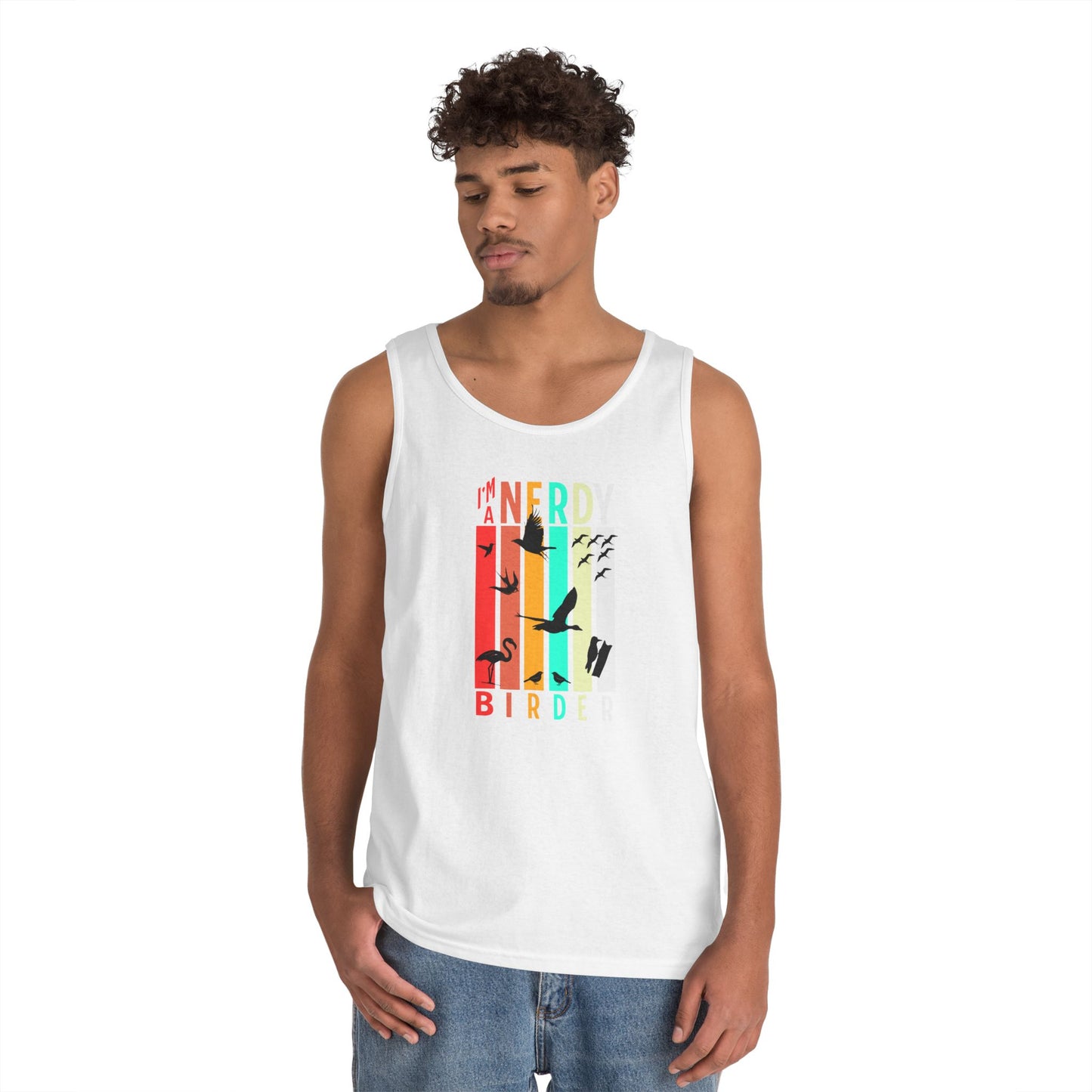 I'm A Nerdy Birder Tank Top, Gift for Bird Lovers, Unisex Summer Wear, Nature Lover's Apparel, Fun Casual Tank