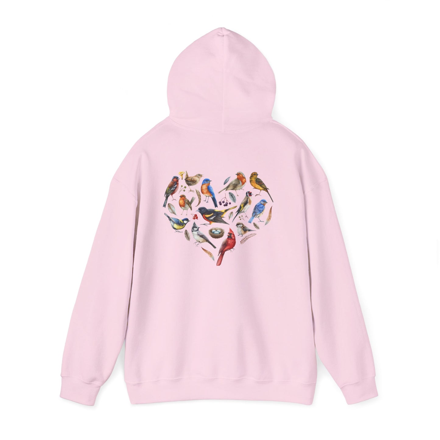 Bird Heart Unisex Hoodie Back Design - Cozy Sweatshirt for Nature Lovers