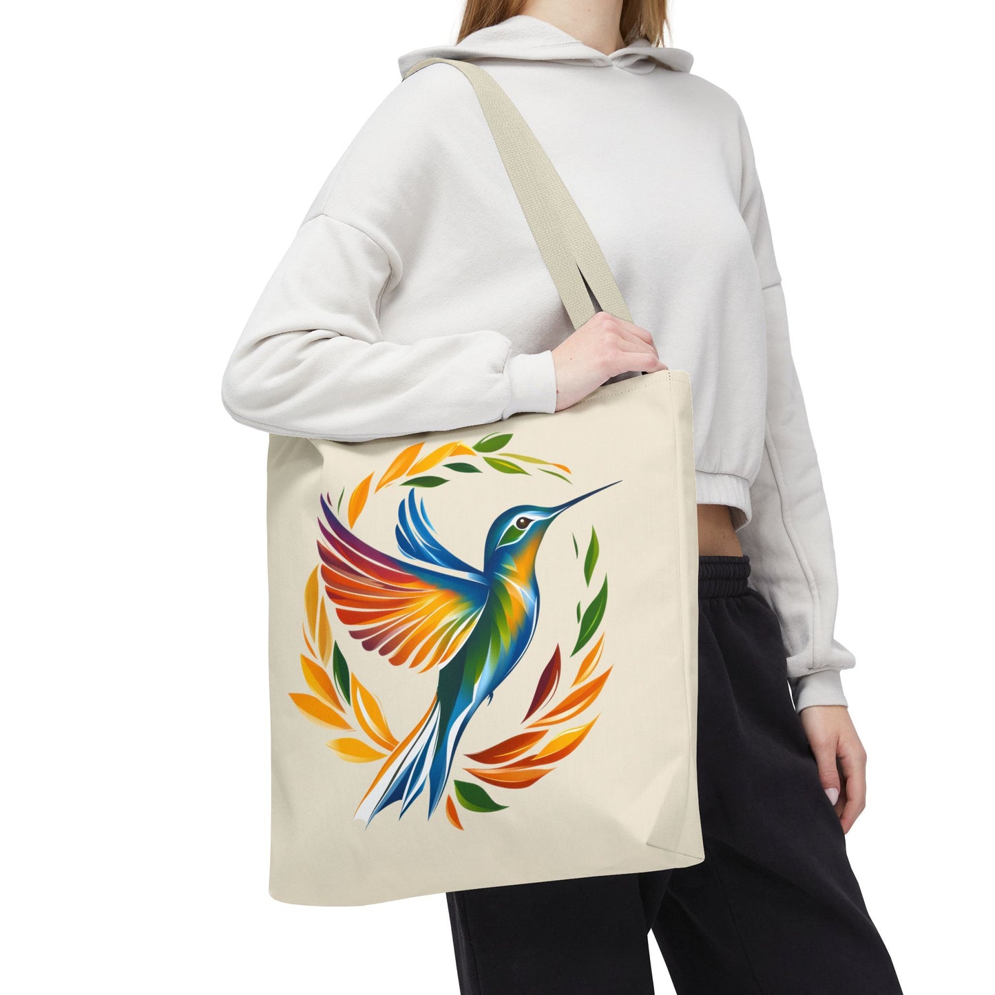 Hummingbird Rainbow Tote Bag - Natural color