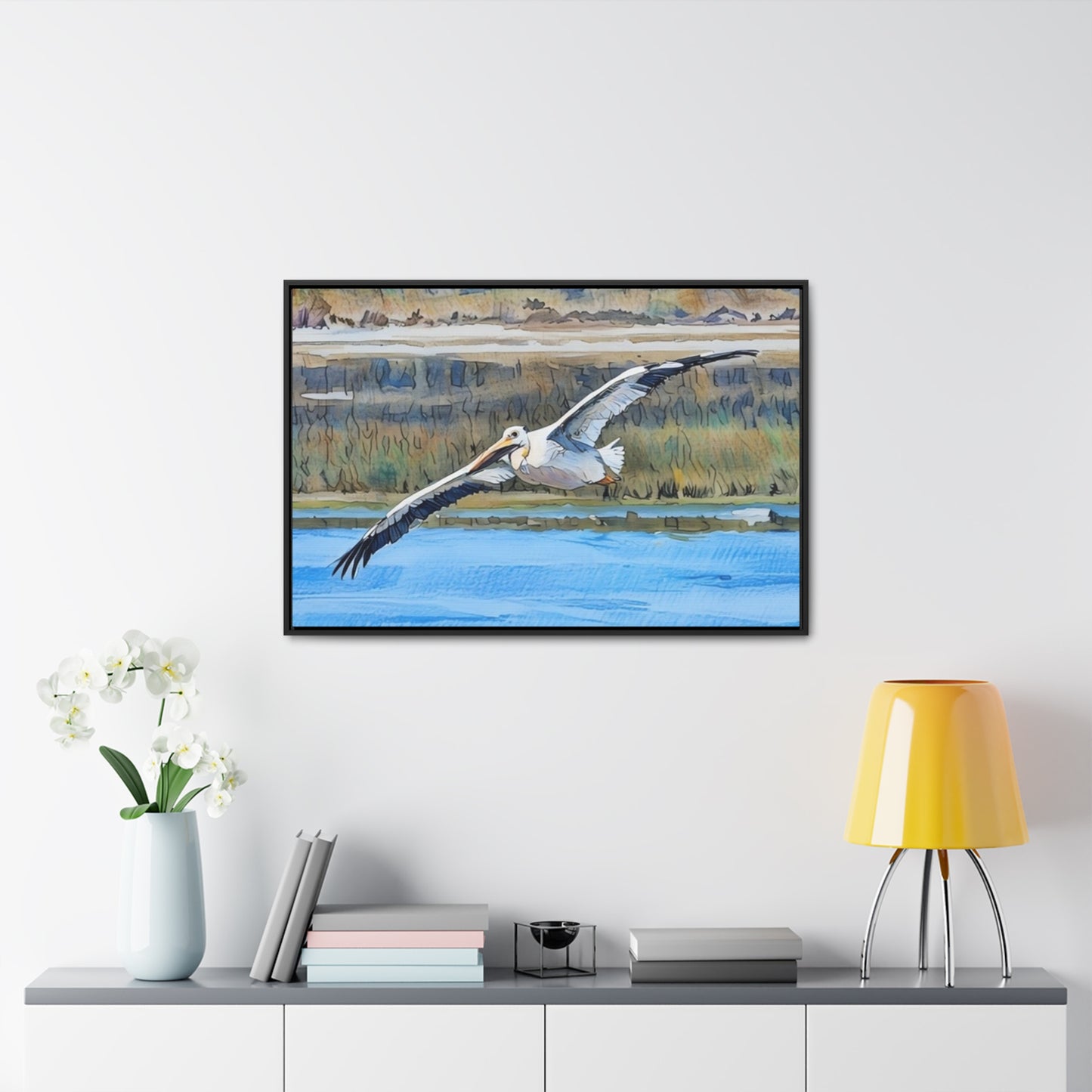 Framed Pelican Canvas Art | Nature Wall Decor