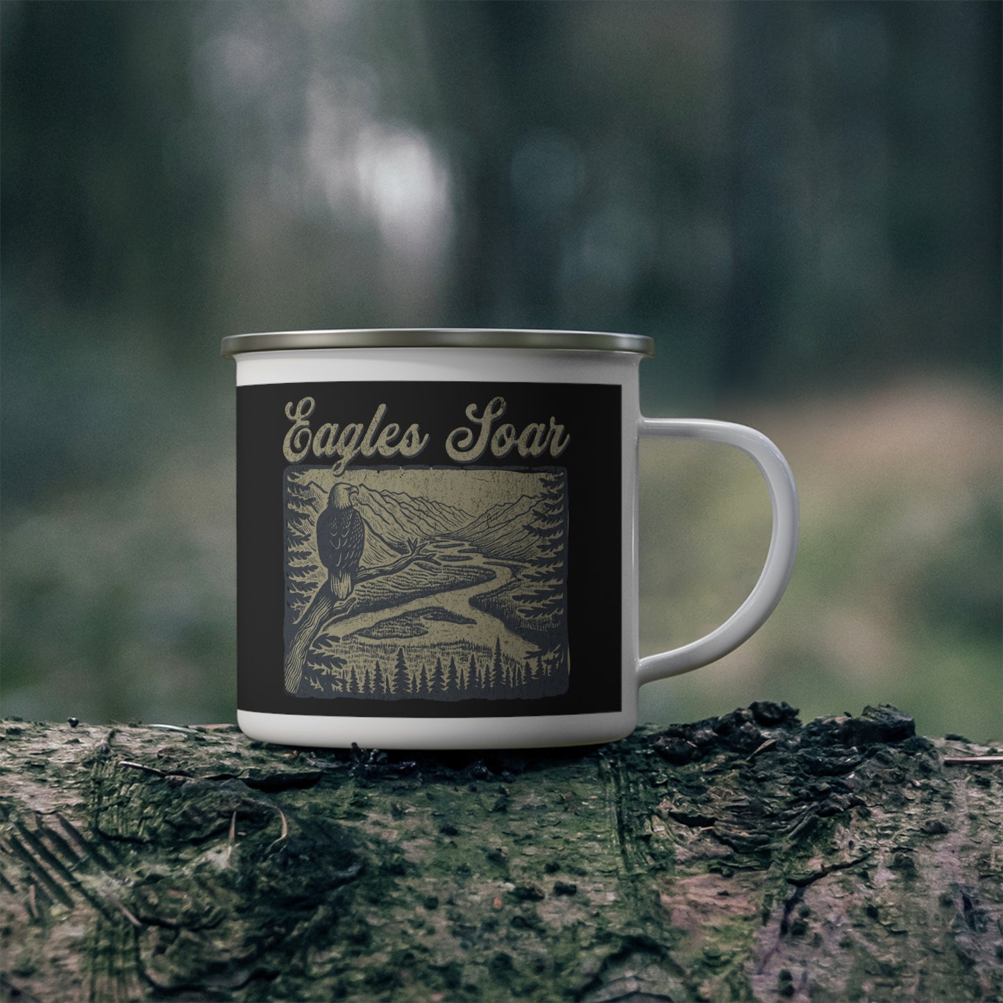 Eagles Soar Enamel Camping Mug - Adventure Outdoors Travel Cup