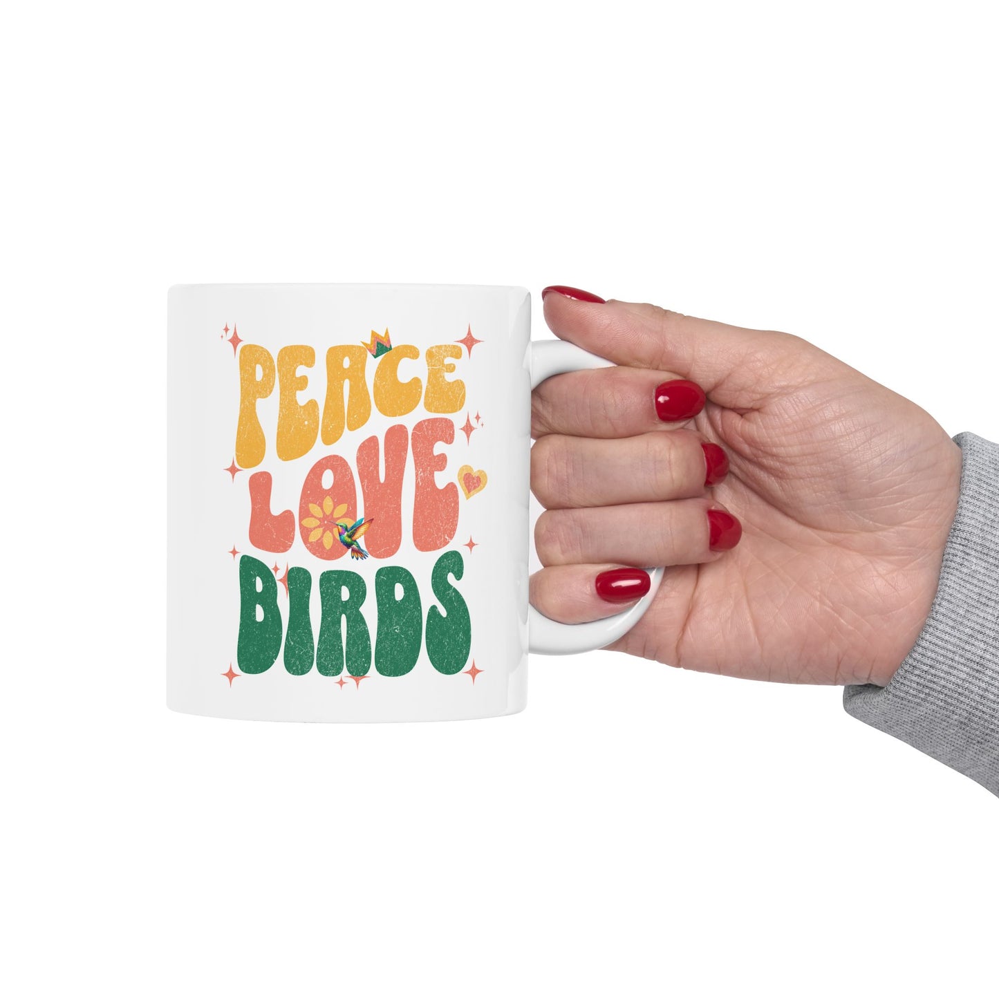 Peace Love Birds Ceramic Mug - Perfect for Coffee Lovers & Gift Giving