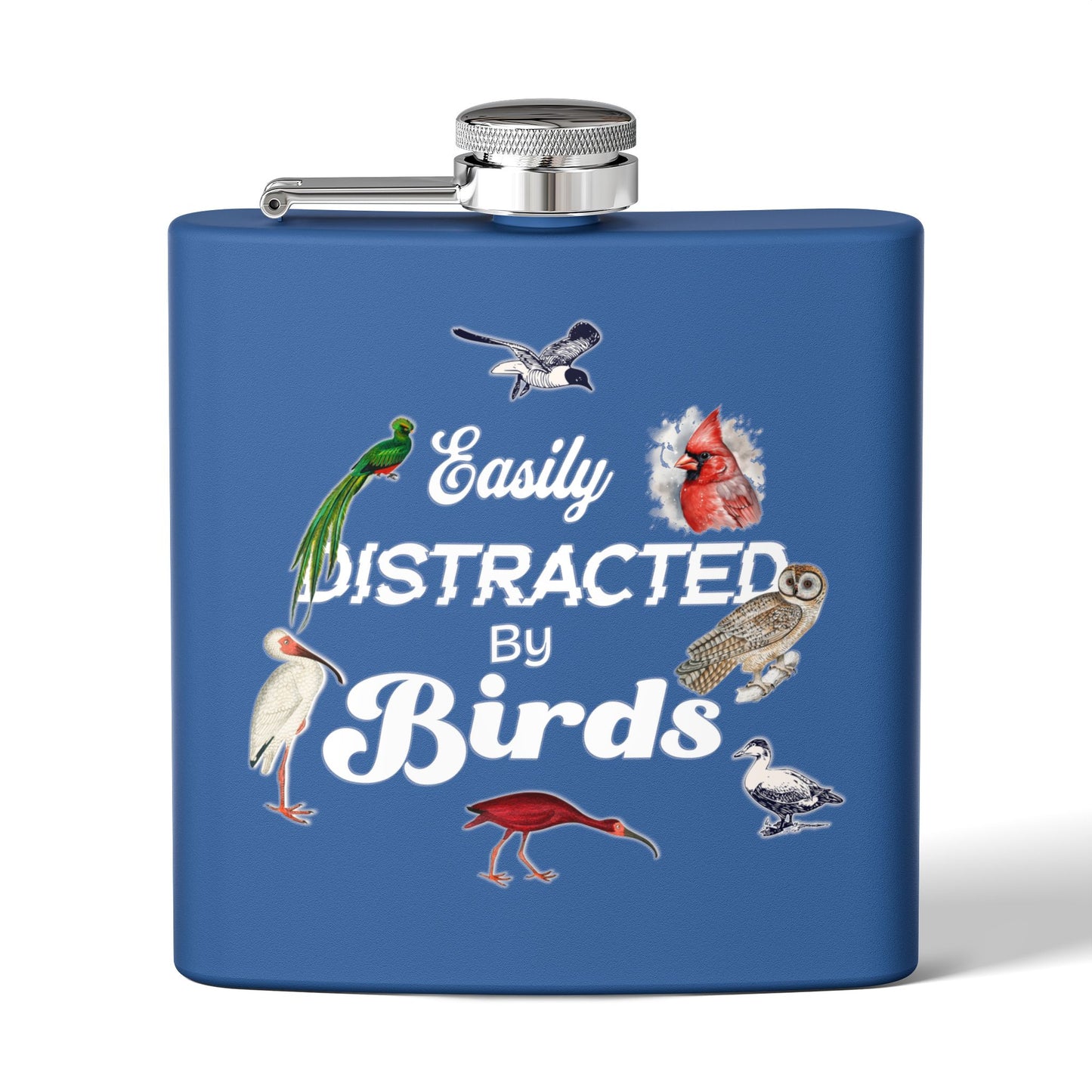 Easily Distracted By Birds Stainless Steel Flask - 6oz