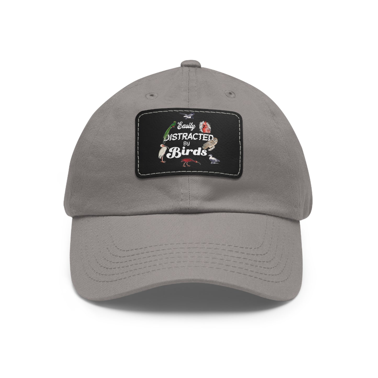 The Nerdy Birder Easily Distracted By Birds Dad Hat with Leather Patch, Casual Cap for Bird Lovers, Unisex