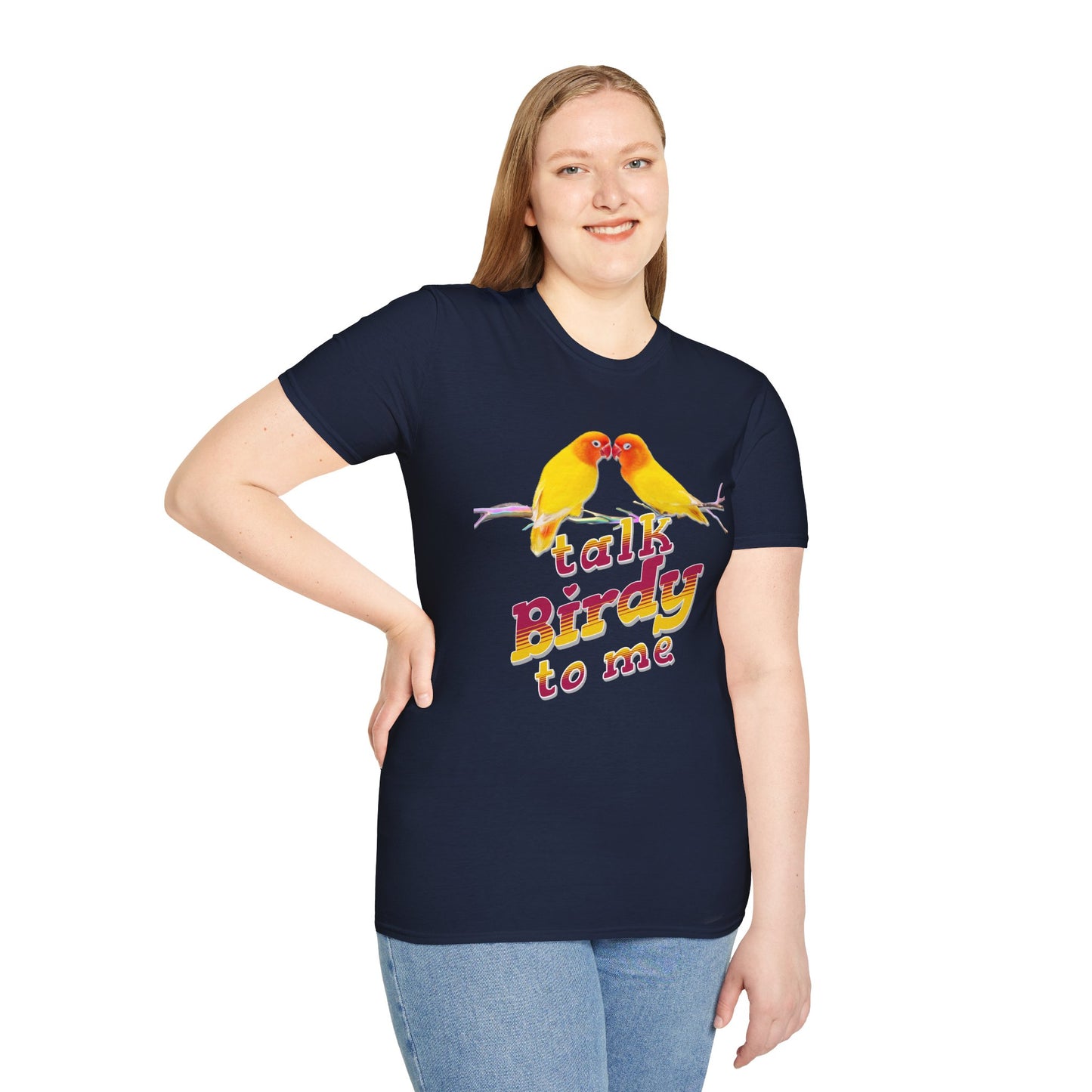 The Nerdy Birder - "Talk Birdy To Me" Unisex Softstyle T-Shirt - Nature Lover's Gift