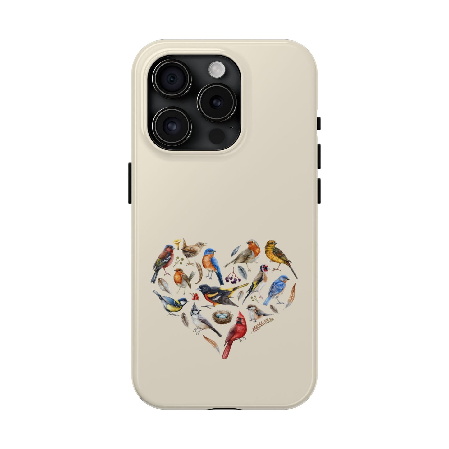 Bird Heart Tough Phone Cases - Cute Wildlife Design, Gift for Nature Enthusiasts, Durable Cases for Birdwatching
