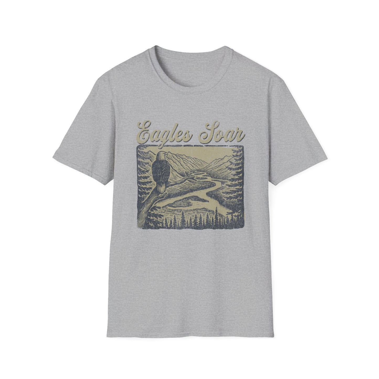 Eagles Soar Unisex Softstyle T-Shirt - Nature Inspired Graphic Tee