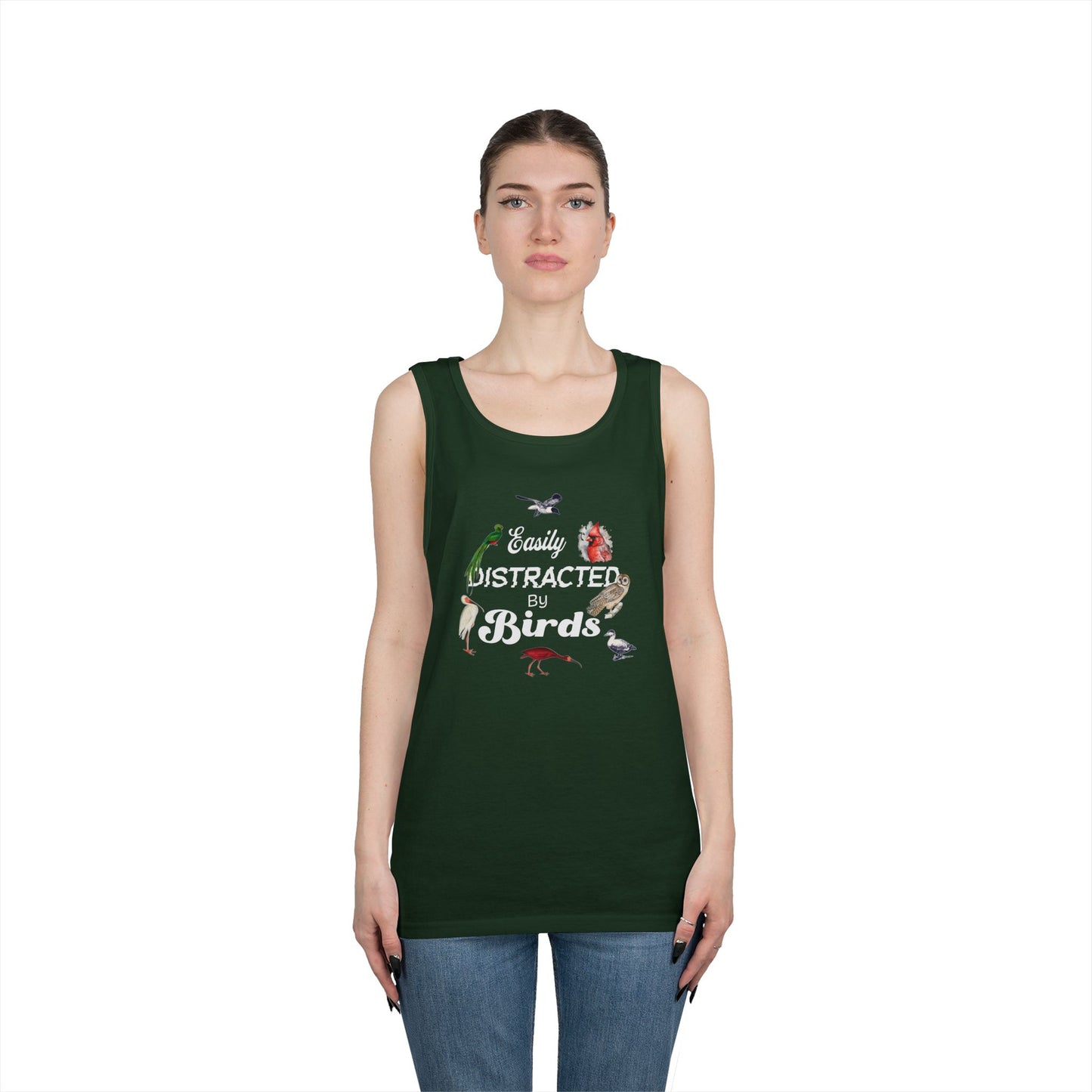 The Nerdy Birder Easily Distracted By Birds Tank Top, Gift for Bird Lovers, Unisex Summer Wear, Nature Lover's Apparel, Fun Casual Tank