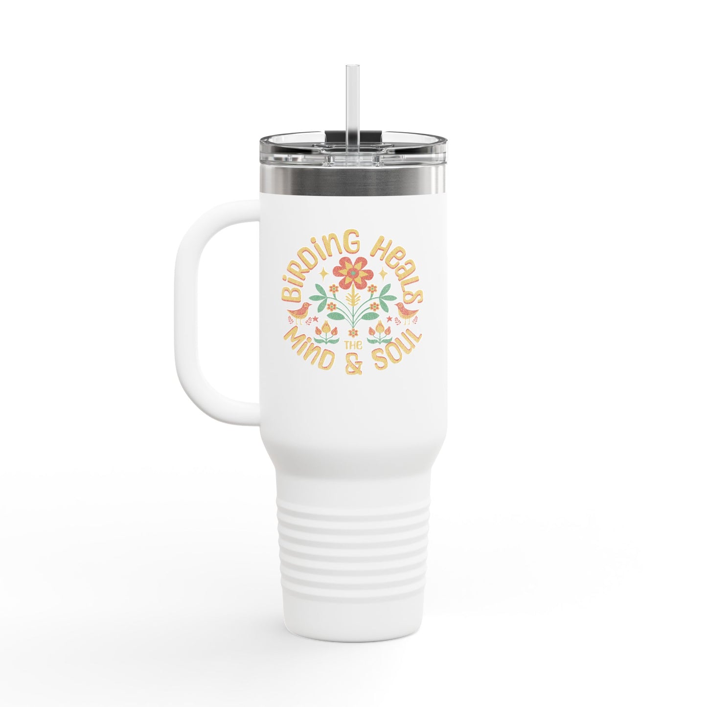 The Nerdy Birder Birding Heals Insulated Travel Mug, 40oz