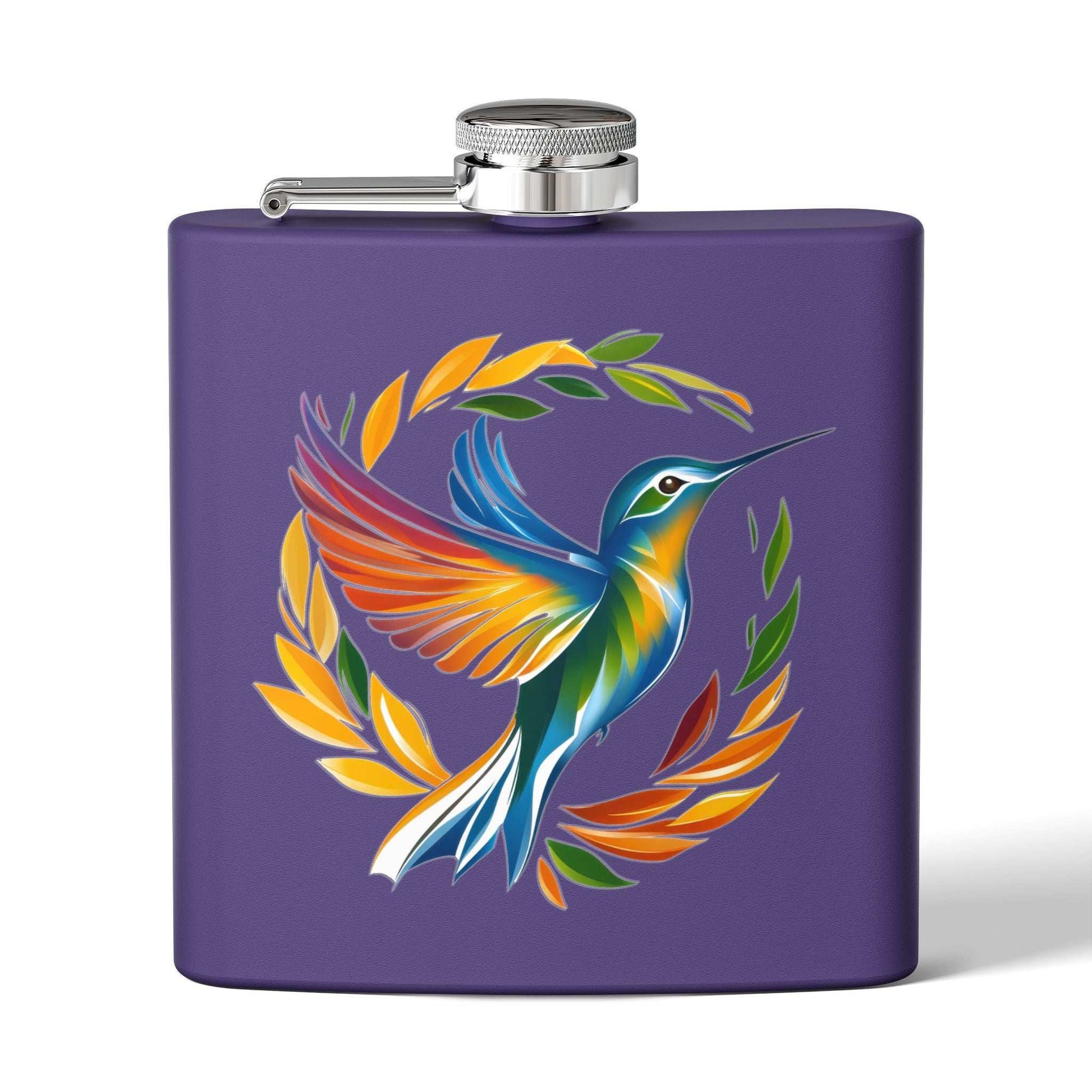 Hummingbird Rainbow Stainless Steel Flask - 6oz