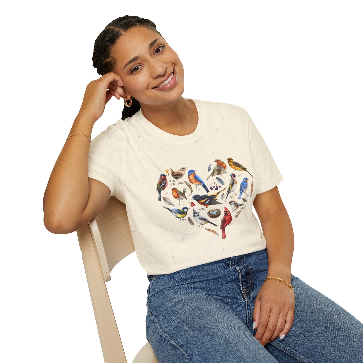 Bird Heart Unisex Softstyle T-Shirt - Heart Design