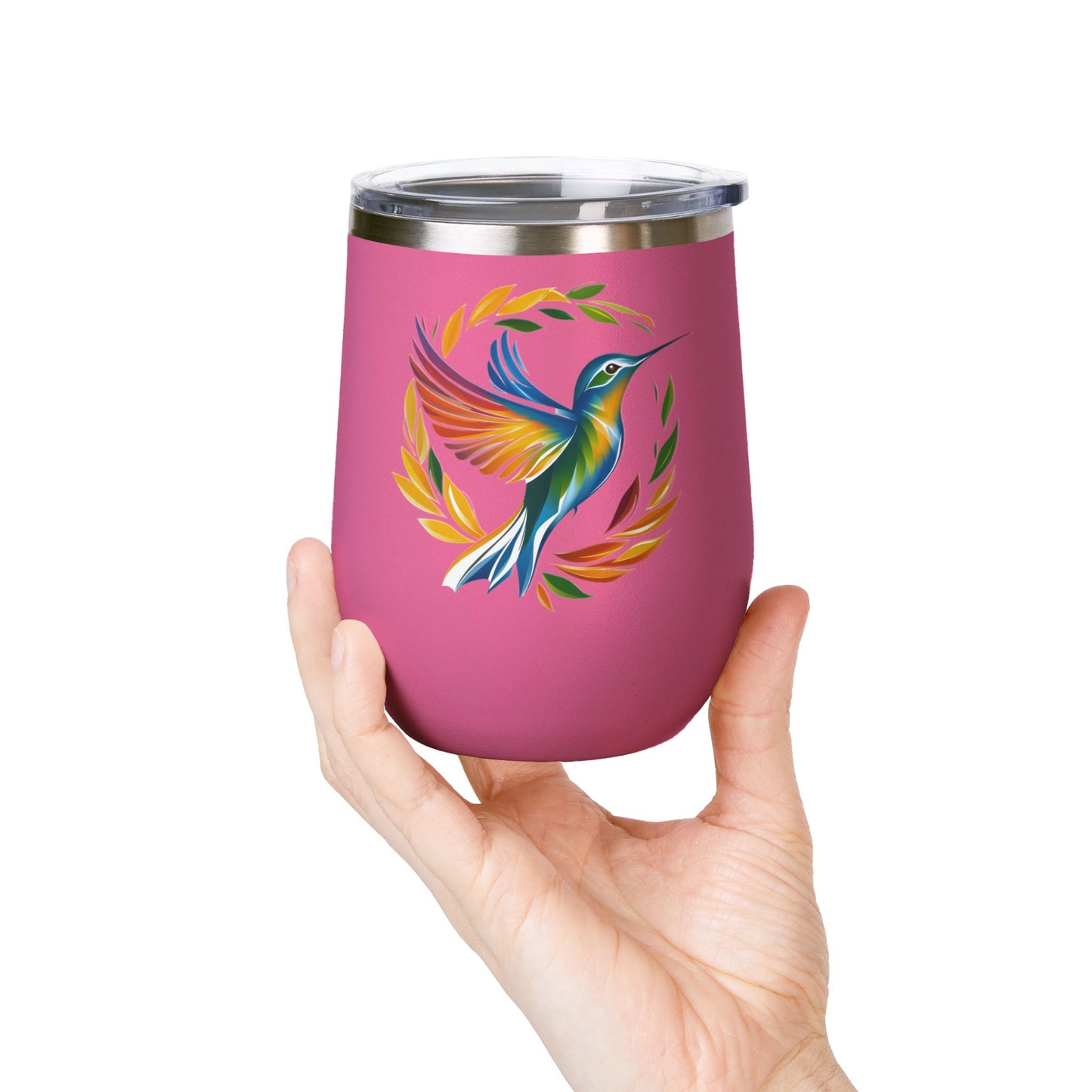 Hummingbird Rainbow Wine Tumbler- 12oz Insulated Cup