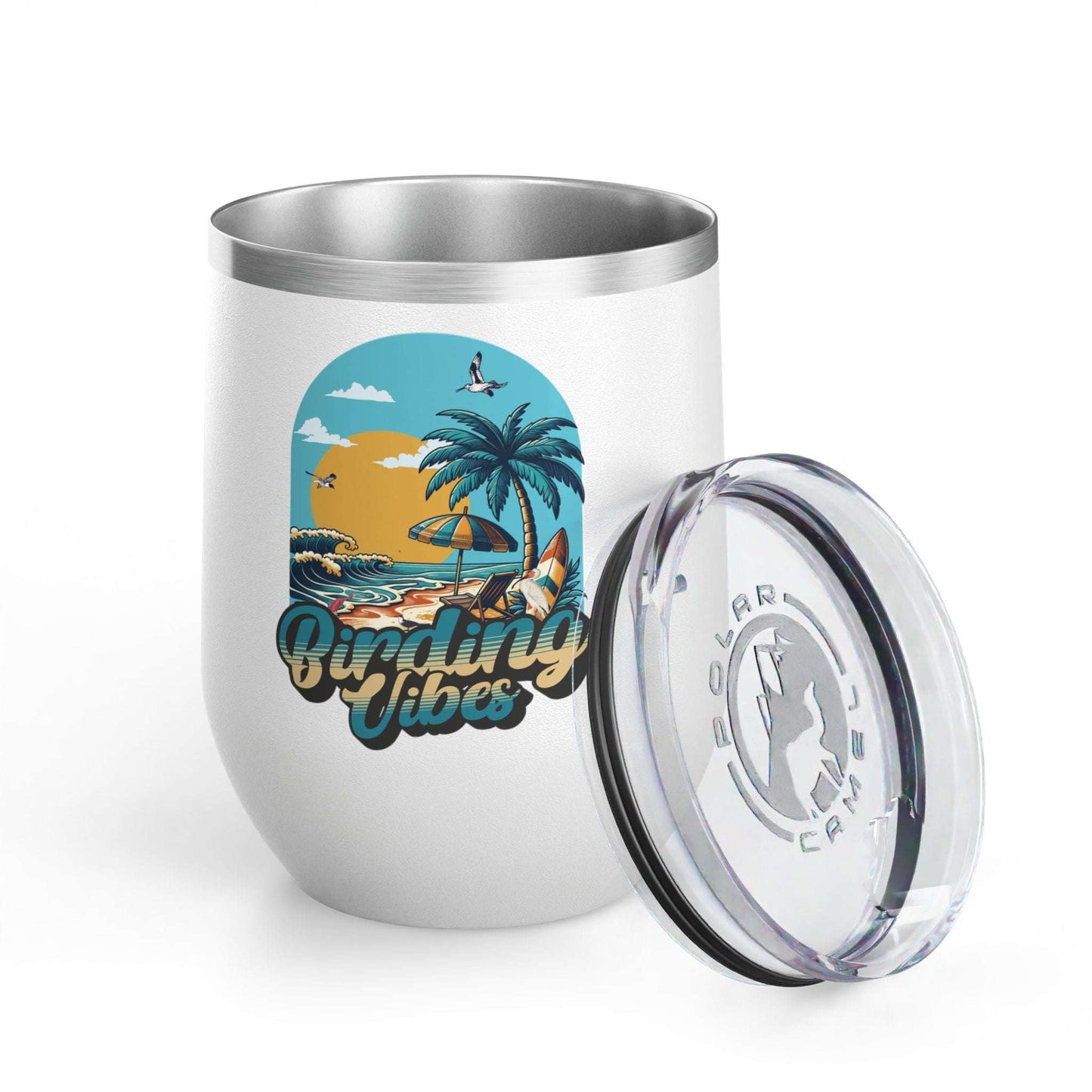 Birding Vibes Wine Tumbler | 12oz Insulated Drinkware for Beach Lovers