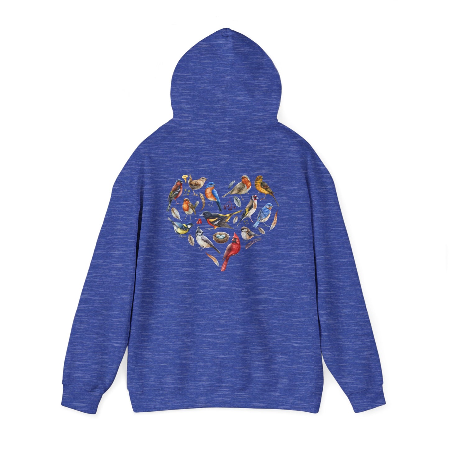 Bird Heart Unisex Hoodie Back Design - Cozy Sweatshirt for Nature Lovers